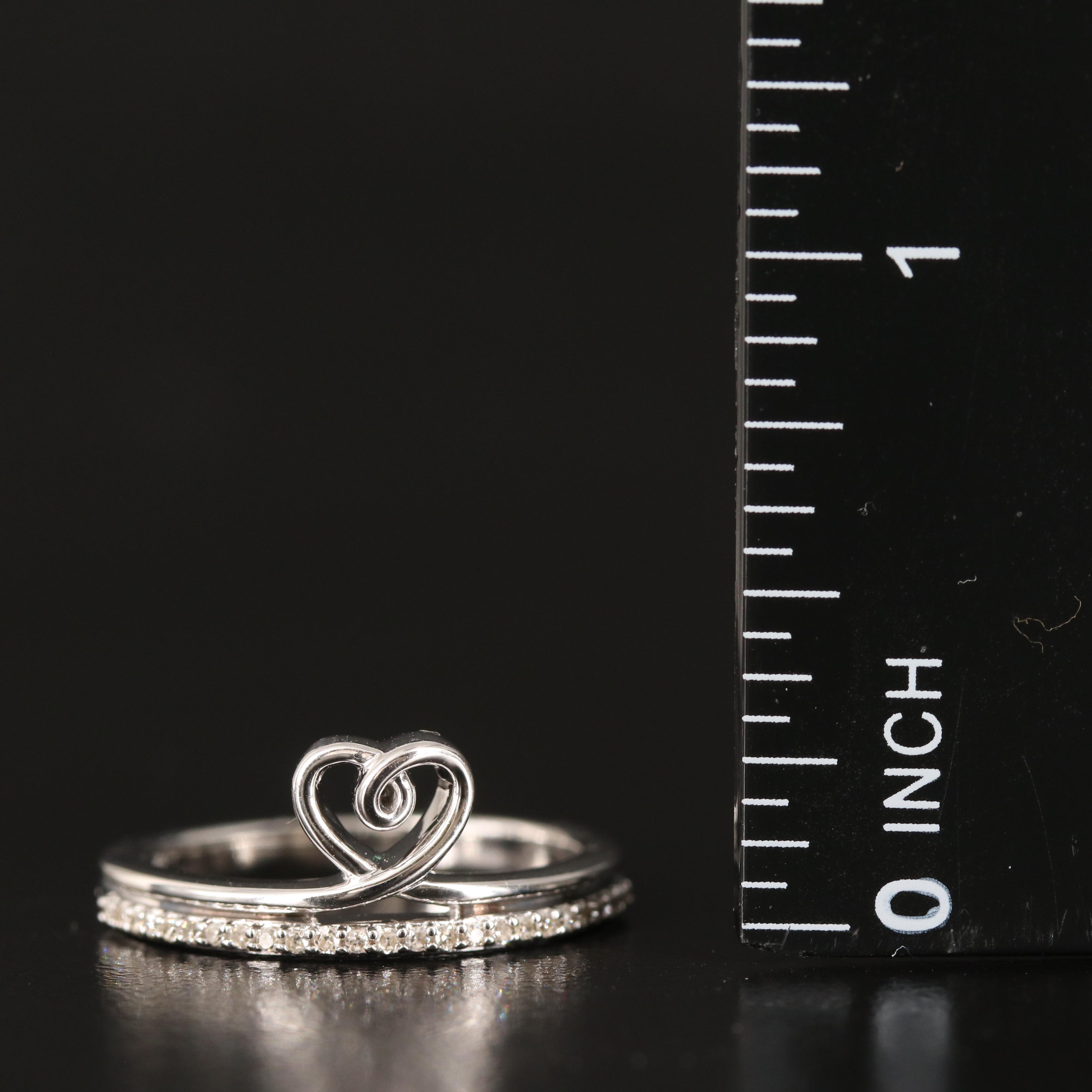 Diamond Heart Band in Sterling