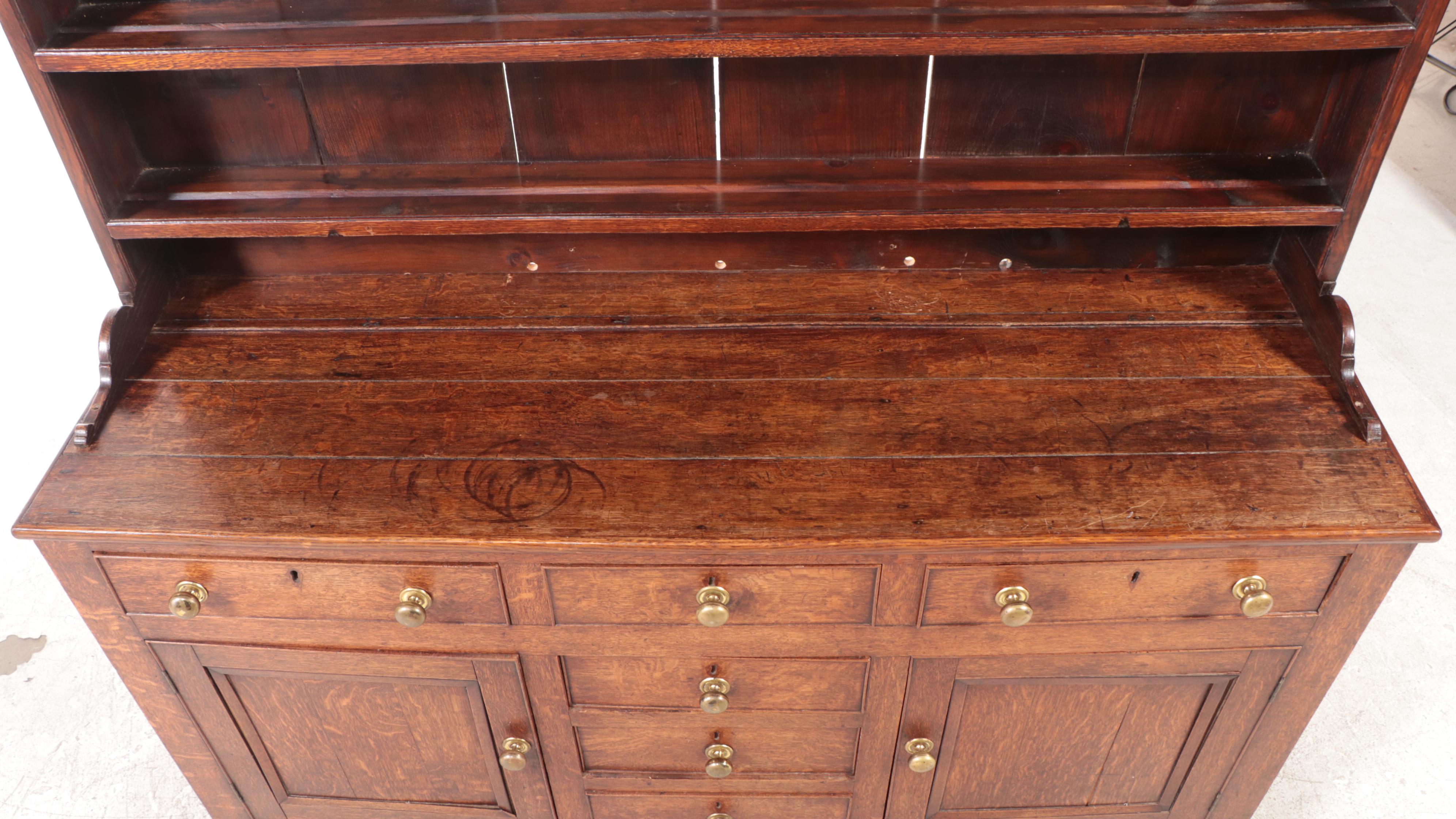 George III Oak Dresser with Plate Rack, Late 18th Century