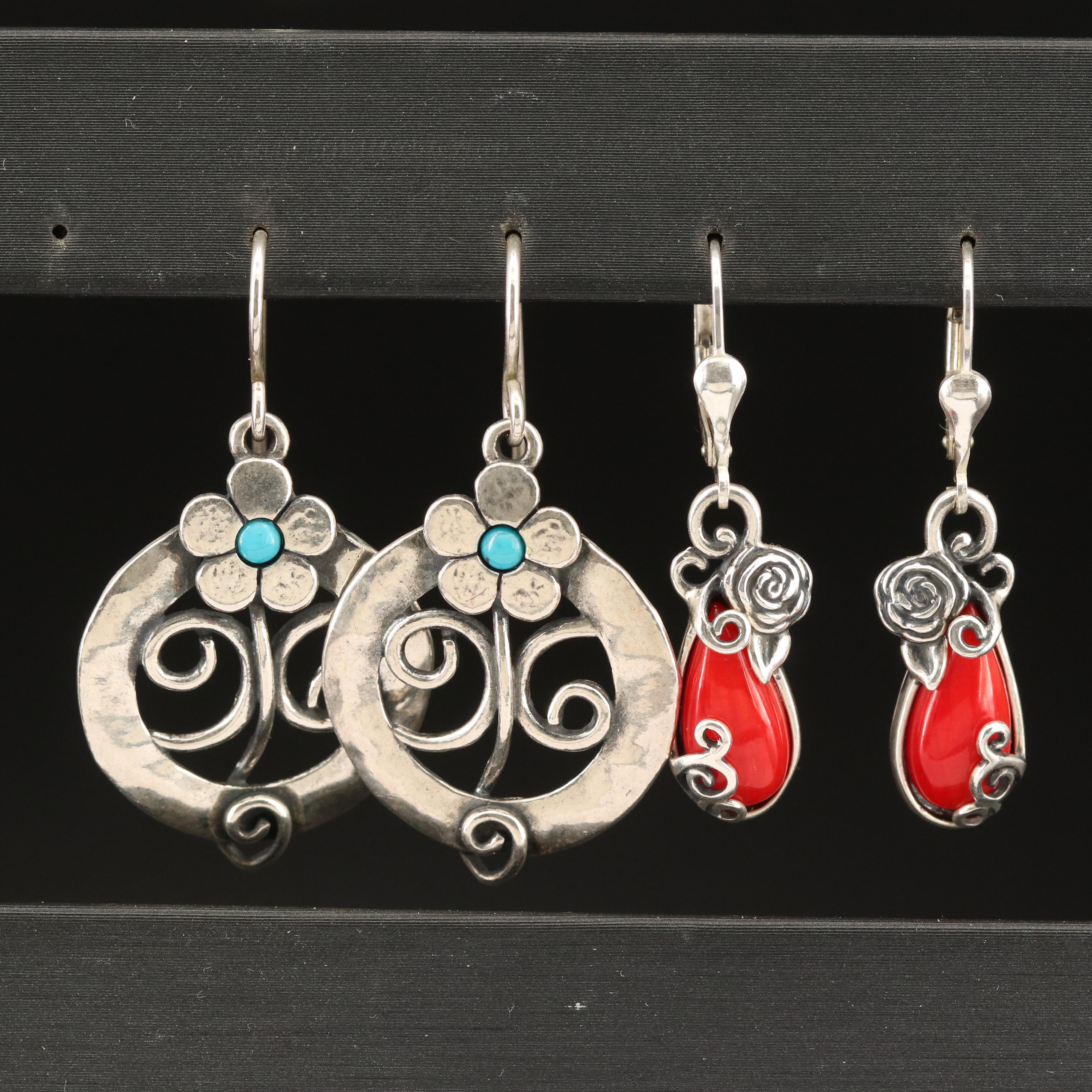 Relios Featured in Sterling Earrings Including Sky Blue Topaz and Faux Coral