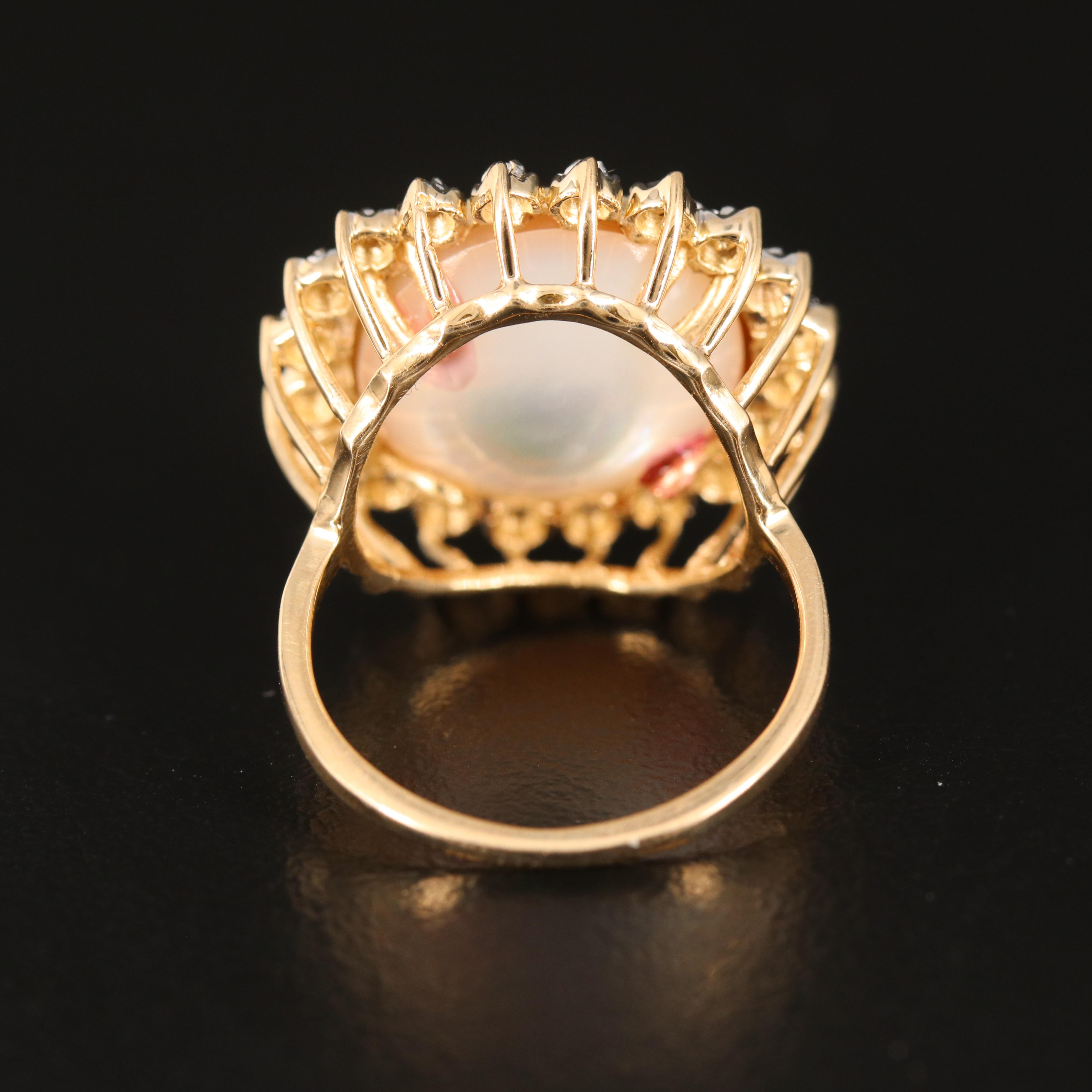 14K Pearl and Diamond Ring