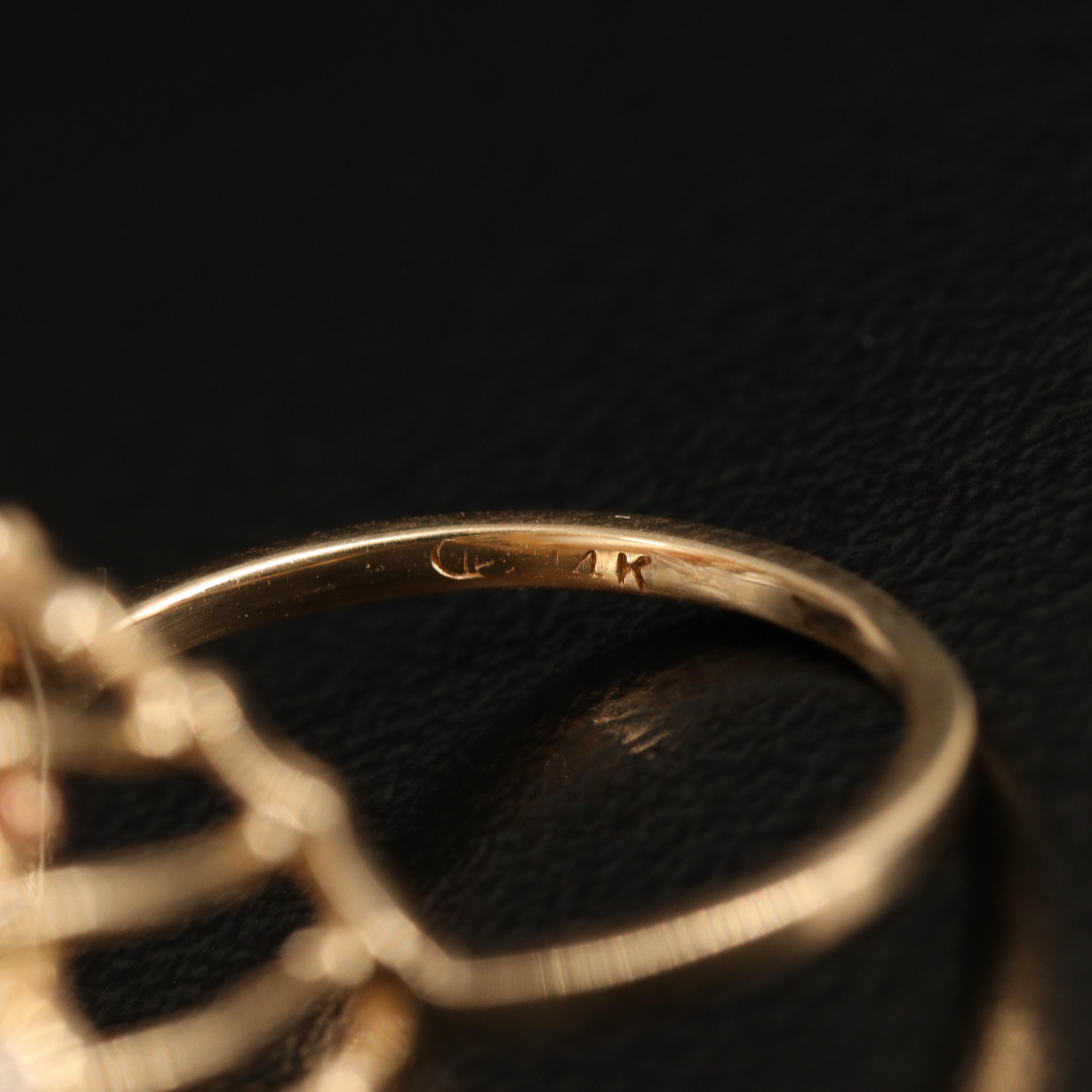 14K Pearl and Diamond Ring