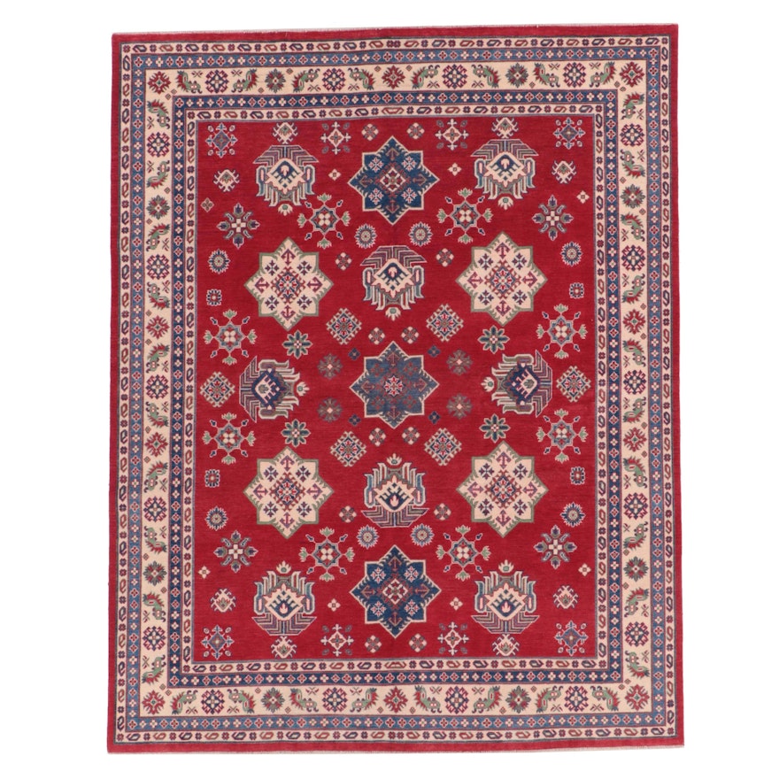 7'10 x 10' Hand-Knotted Afghan Kazak-Style Area Rug