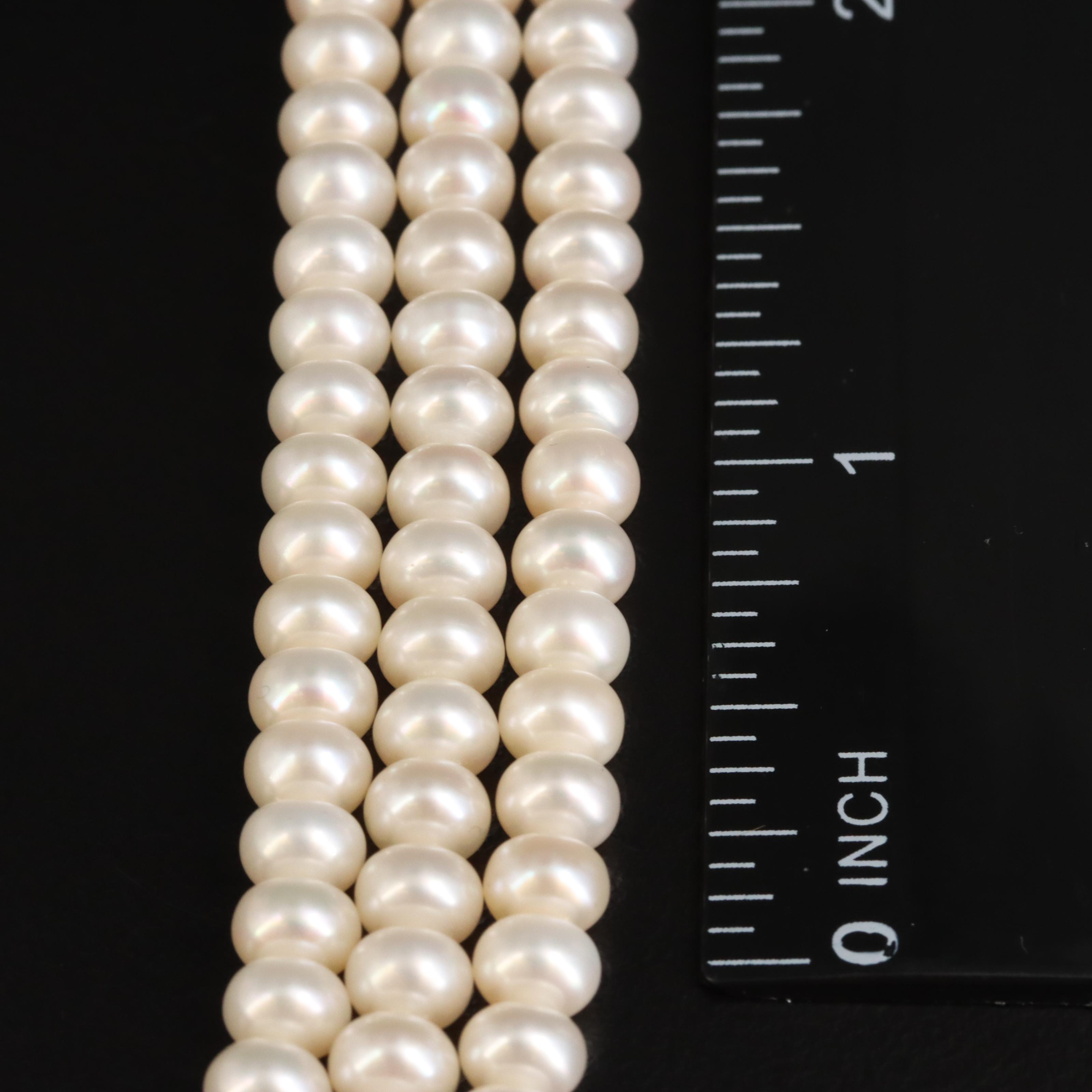 14K Button Pearl Festoon Necklace