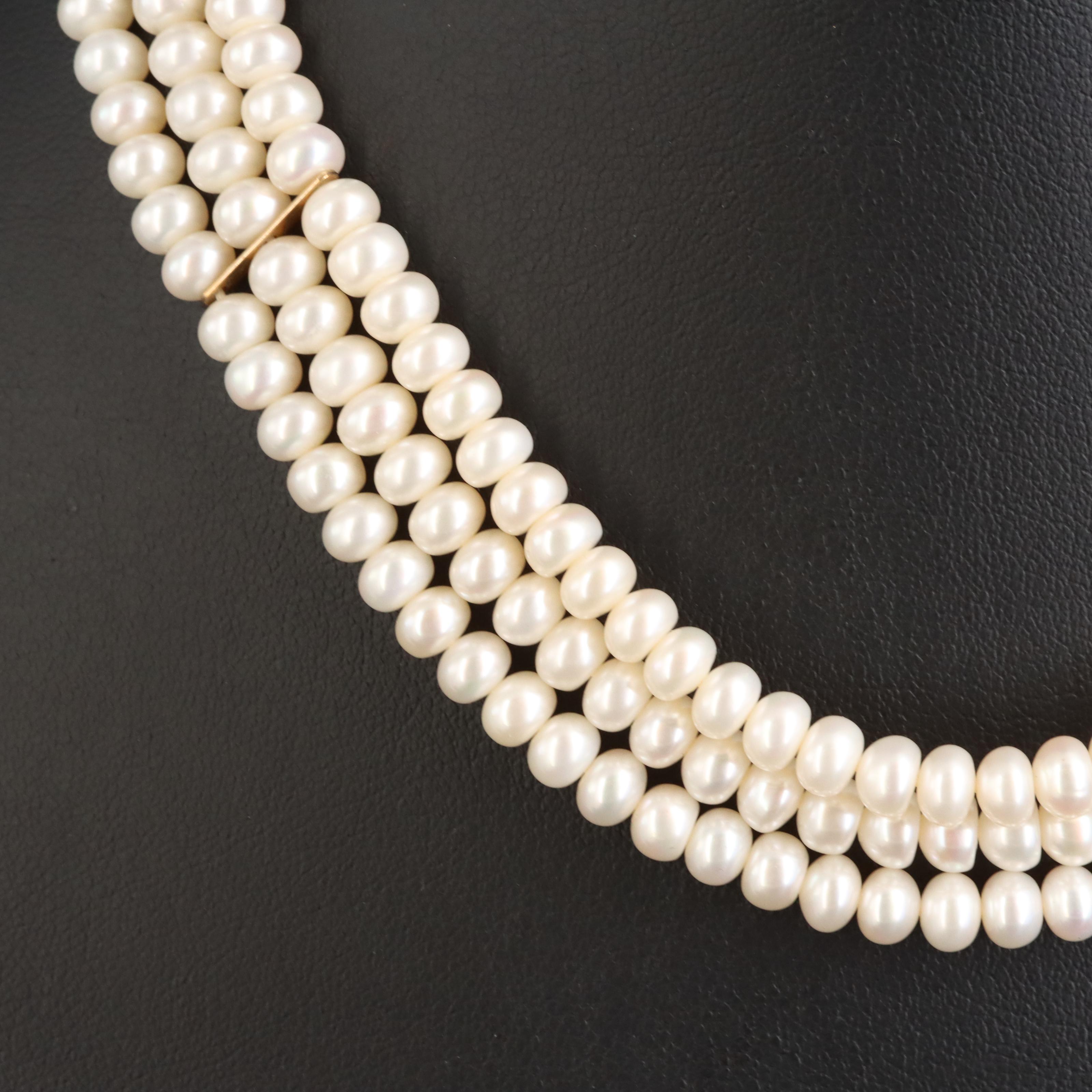 14K Button Pearl Festoon Necklace