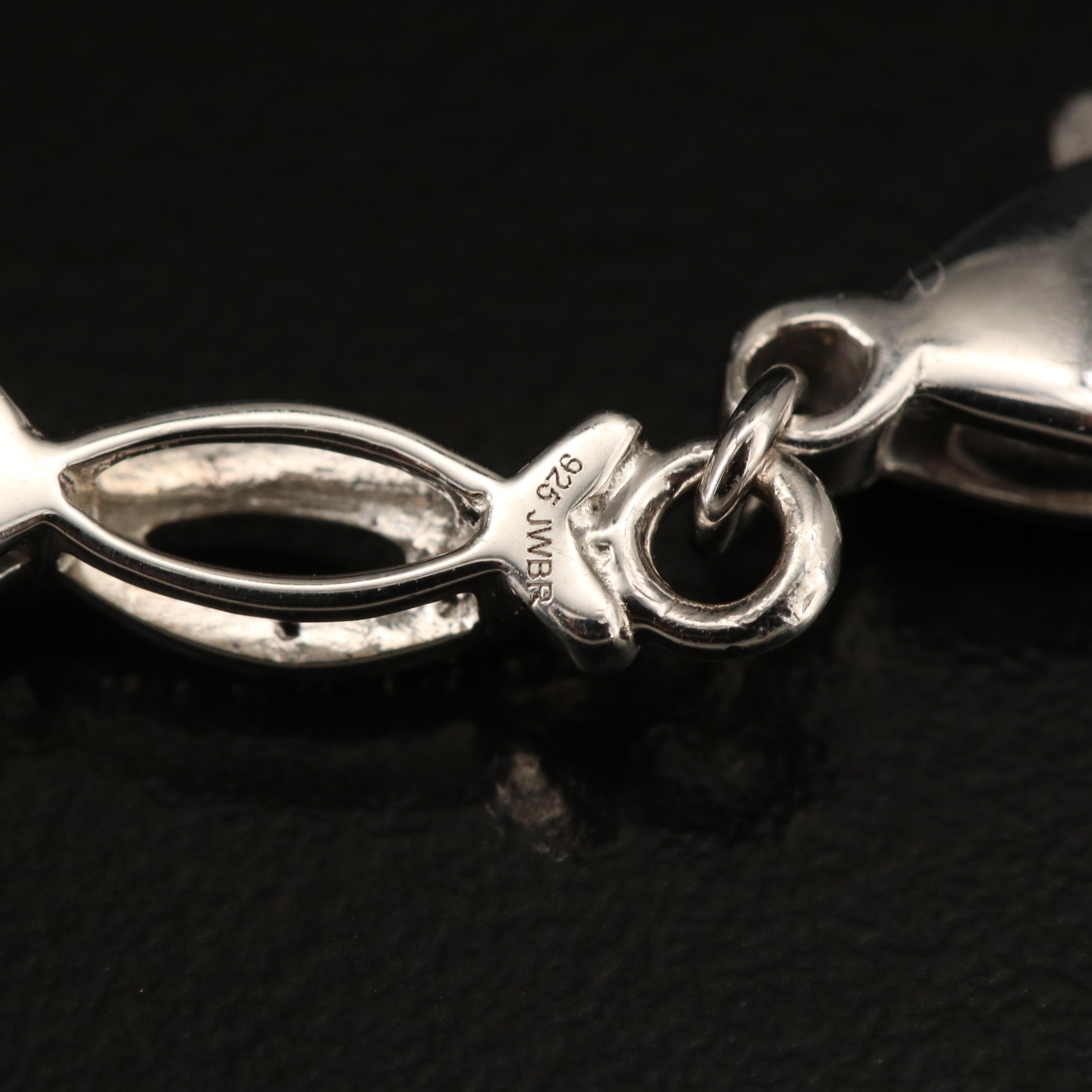 Sterling Diamond Fancy Link Bracelet