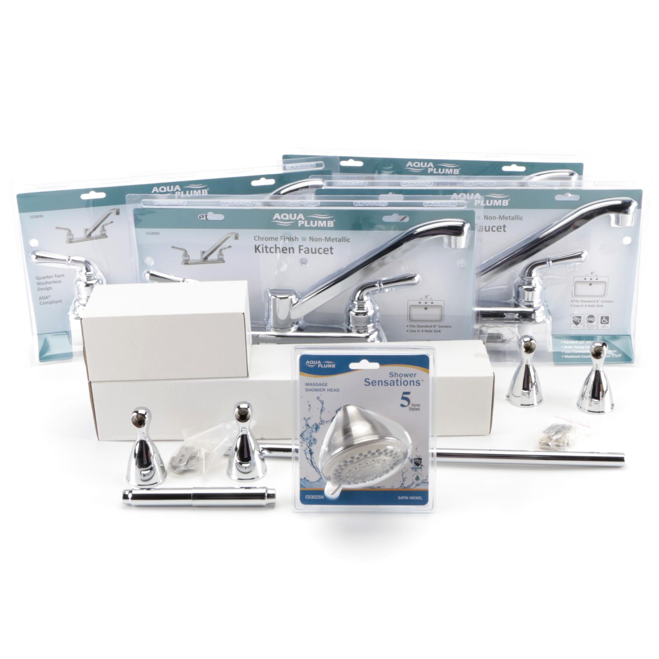 Kitchen Faucets with Spray, Towel Bar, Showerhead and Toilet Paper Holder