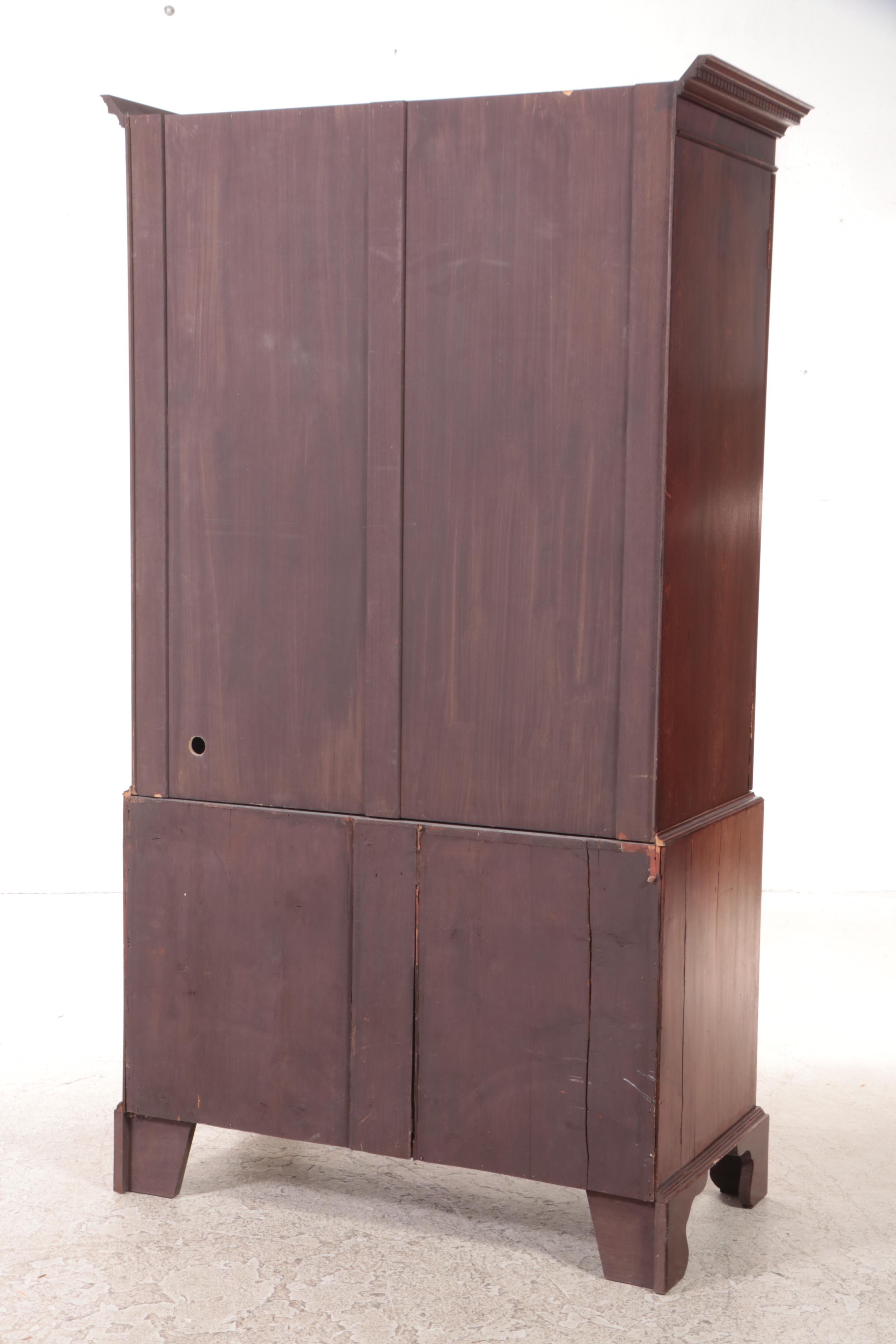 Victorian Mahogany and Crossbanded Linen Press, Mid to Late 19th Century
