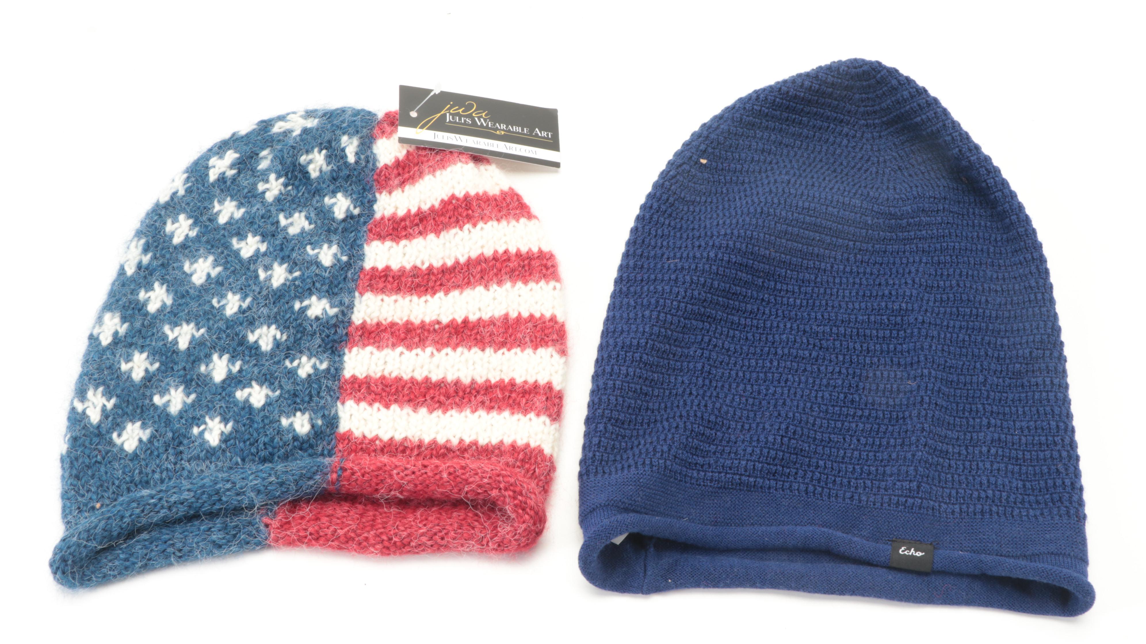 Anthony Peto Plaid Bucket Hat with Echo and Other Knit Beanies