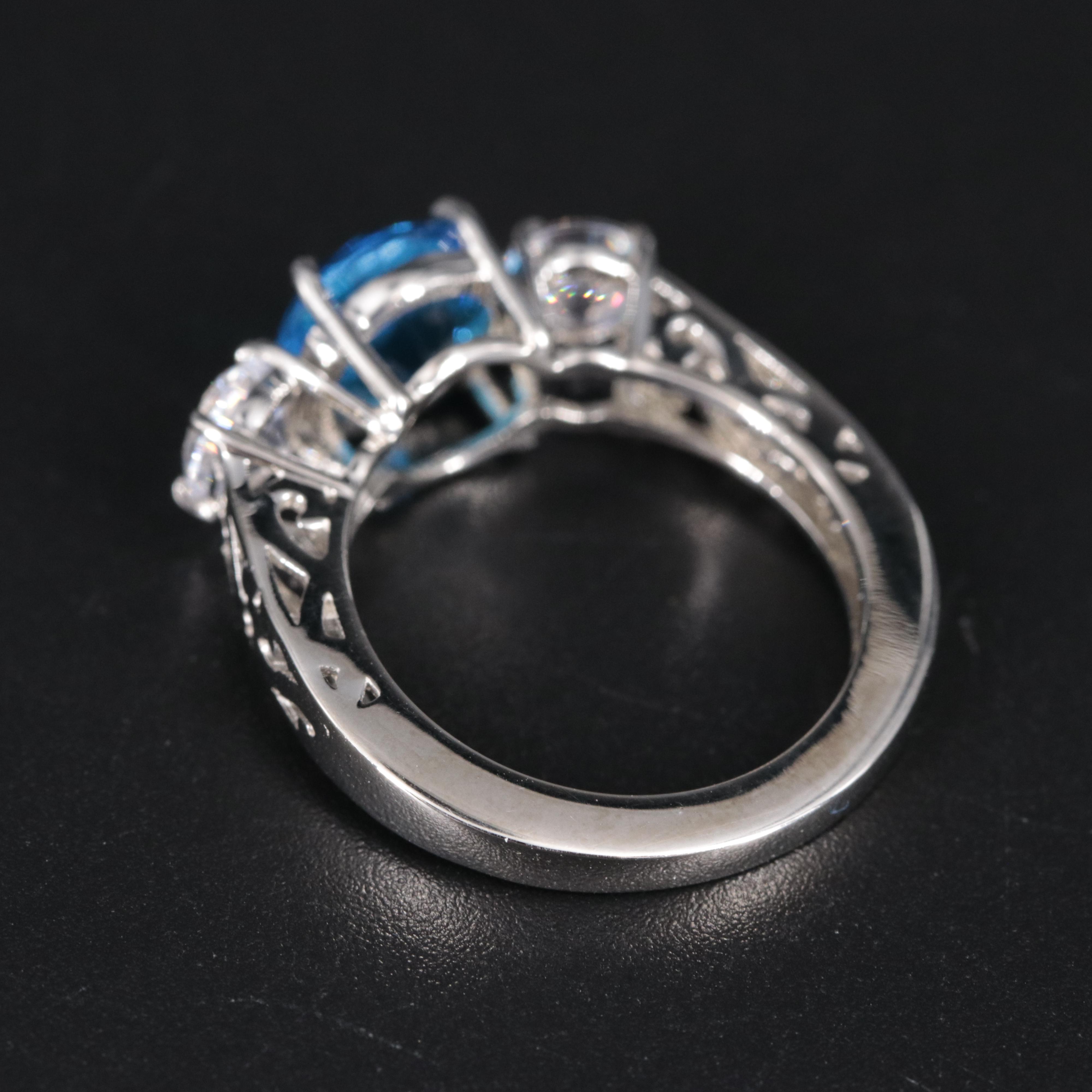 Sterling Silver Topaz and Cubic Zirconia Ring