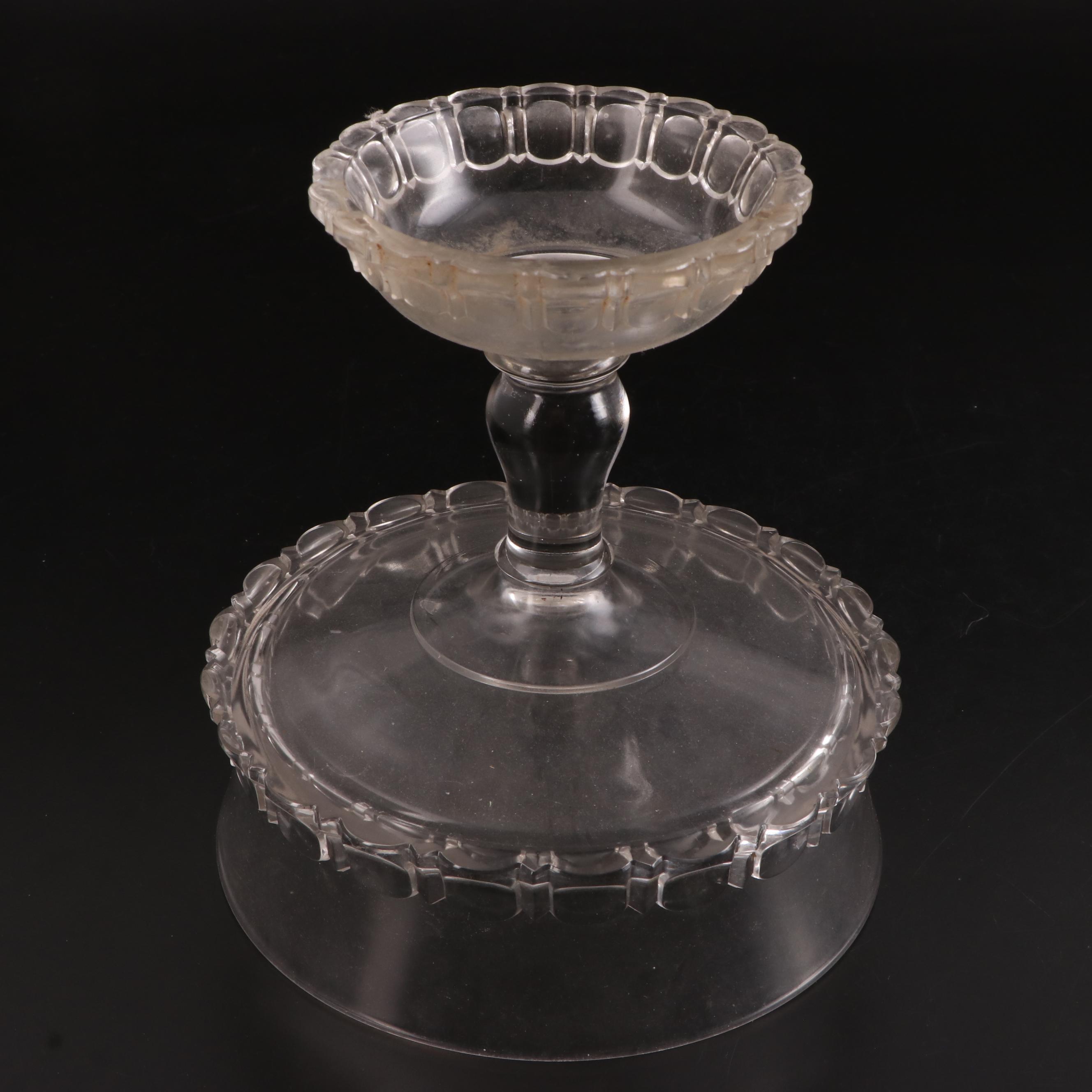 Adams & Co. "Apollo" Clear Pressed Glass Covered Compote with Other Cake Stand
