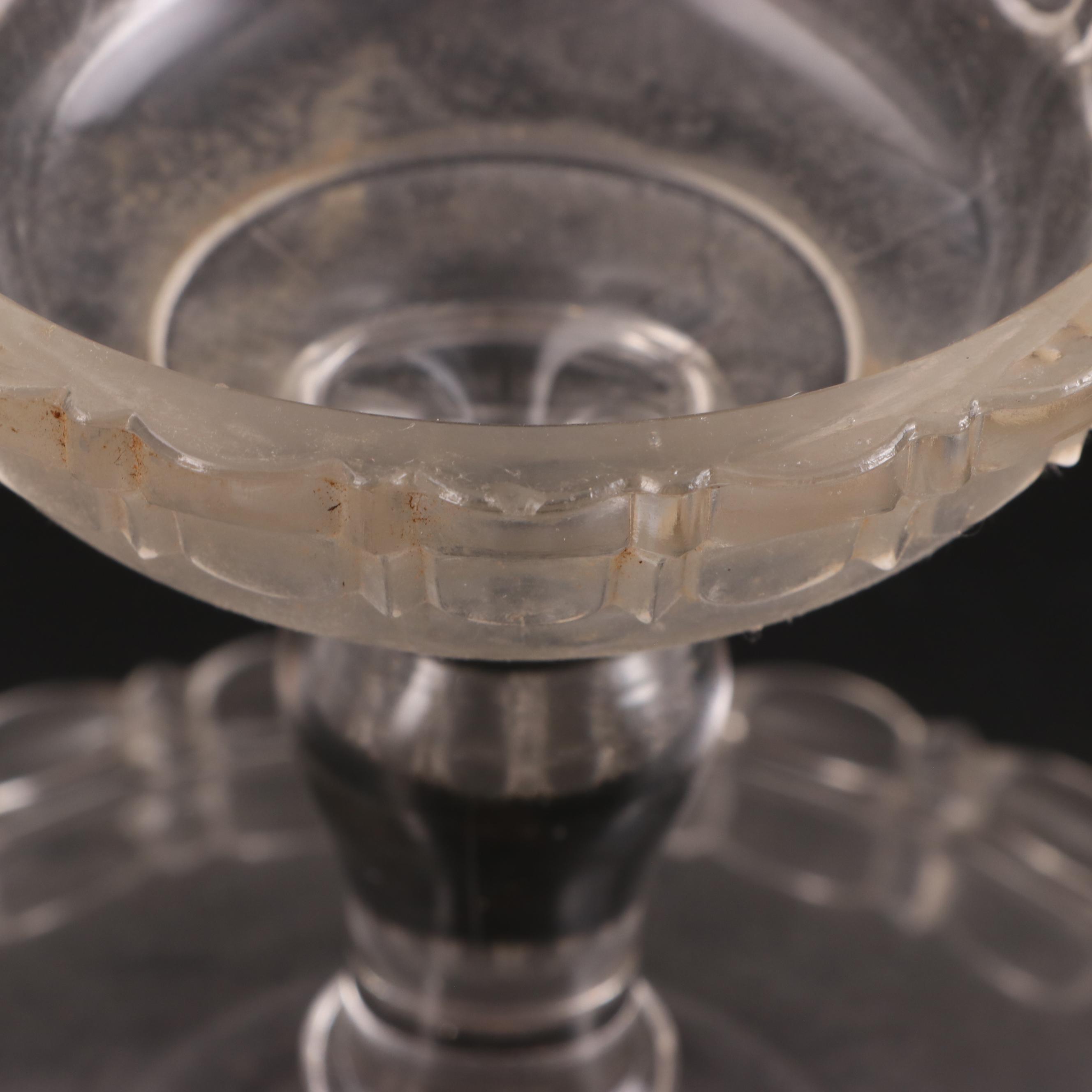 Adams & Co. "Apollo" Clear Pressed Glass Covered Compote with Other Cake Stand