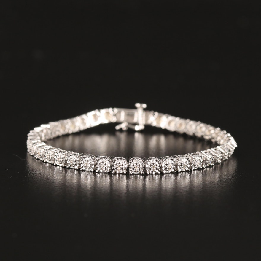 Diamond Line Bracelet in Sterling