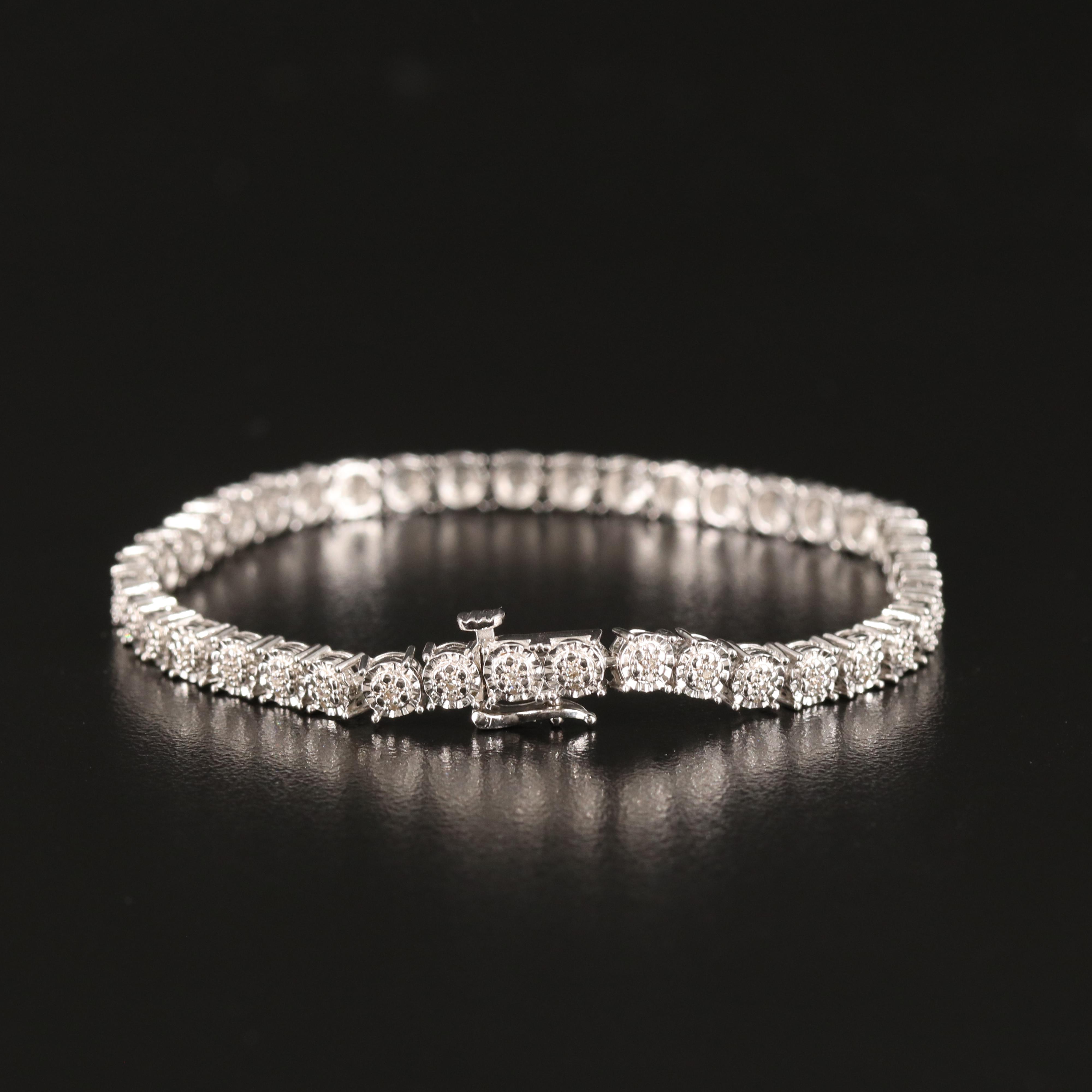Diamond Line Bracelet in Sterling