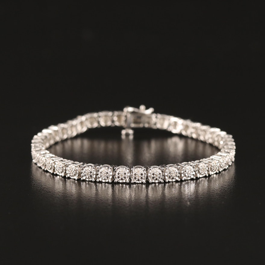 Diamond Line Bracelet in Sterling