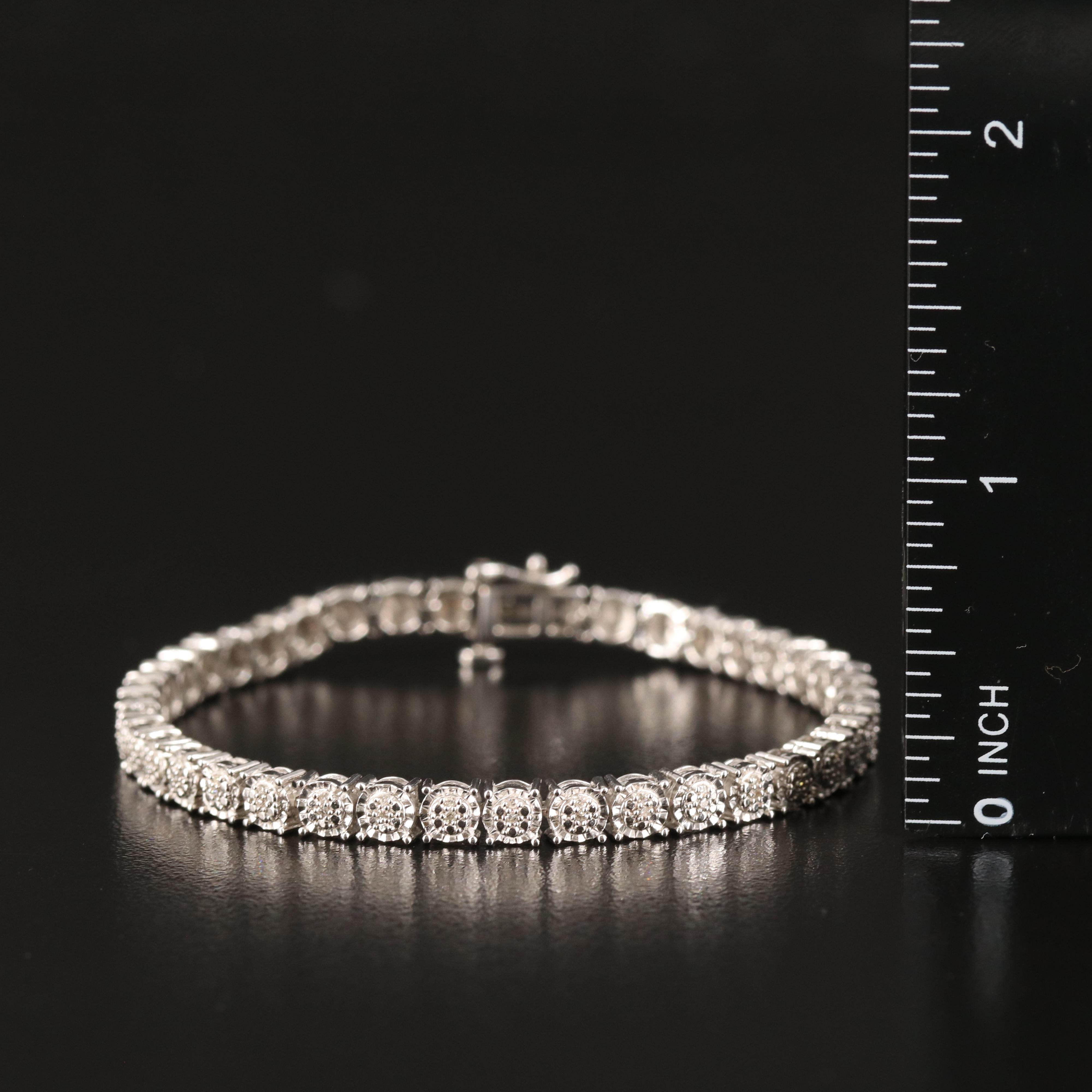Diamond Line Bracelet in Sterling
