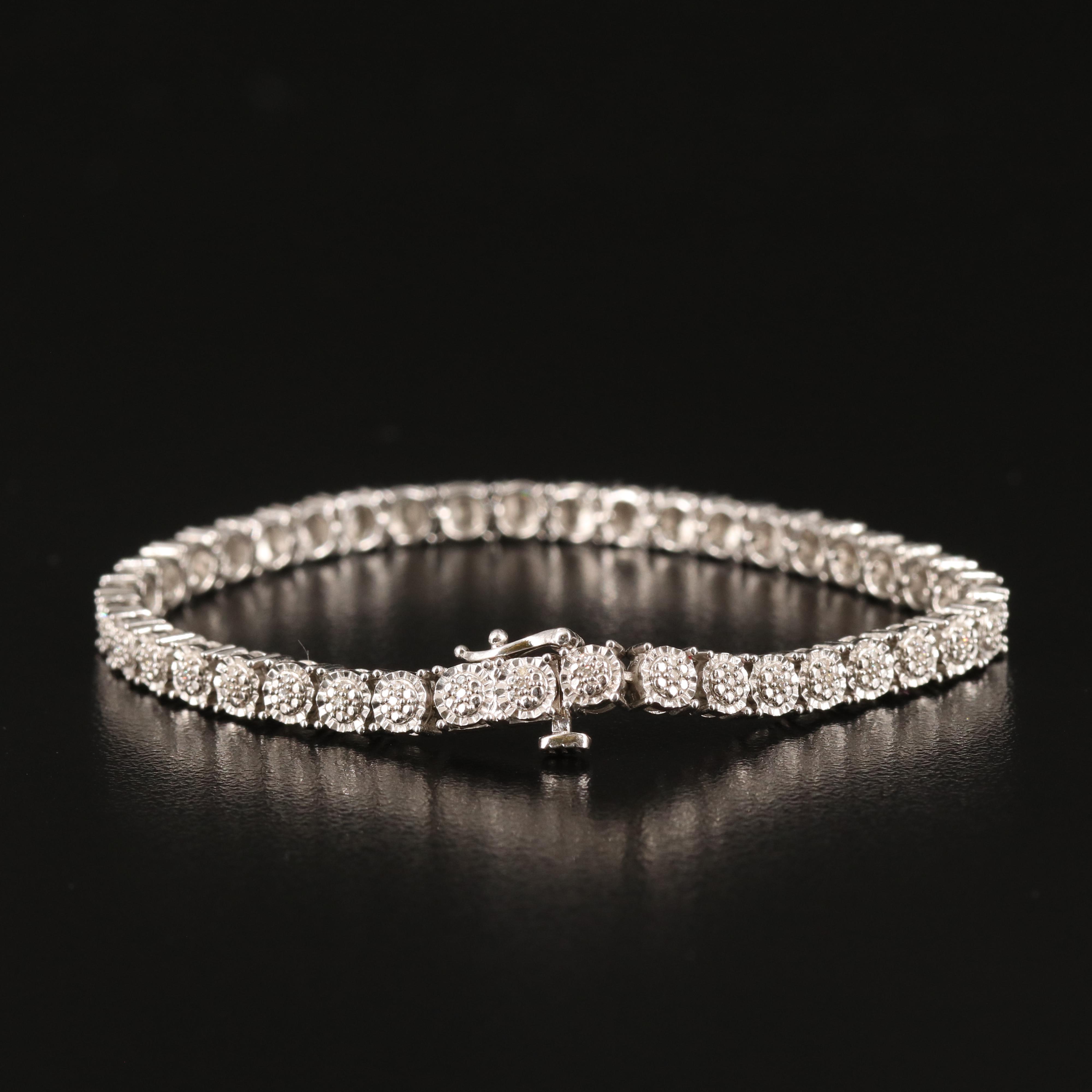 Diamond Line Bracelet in Sterling