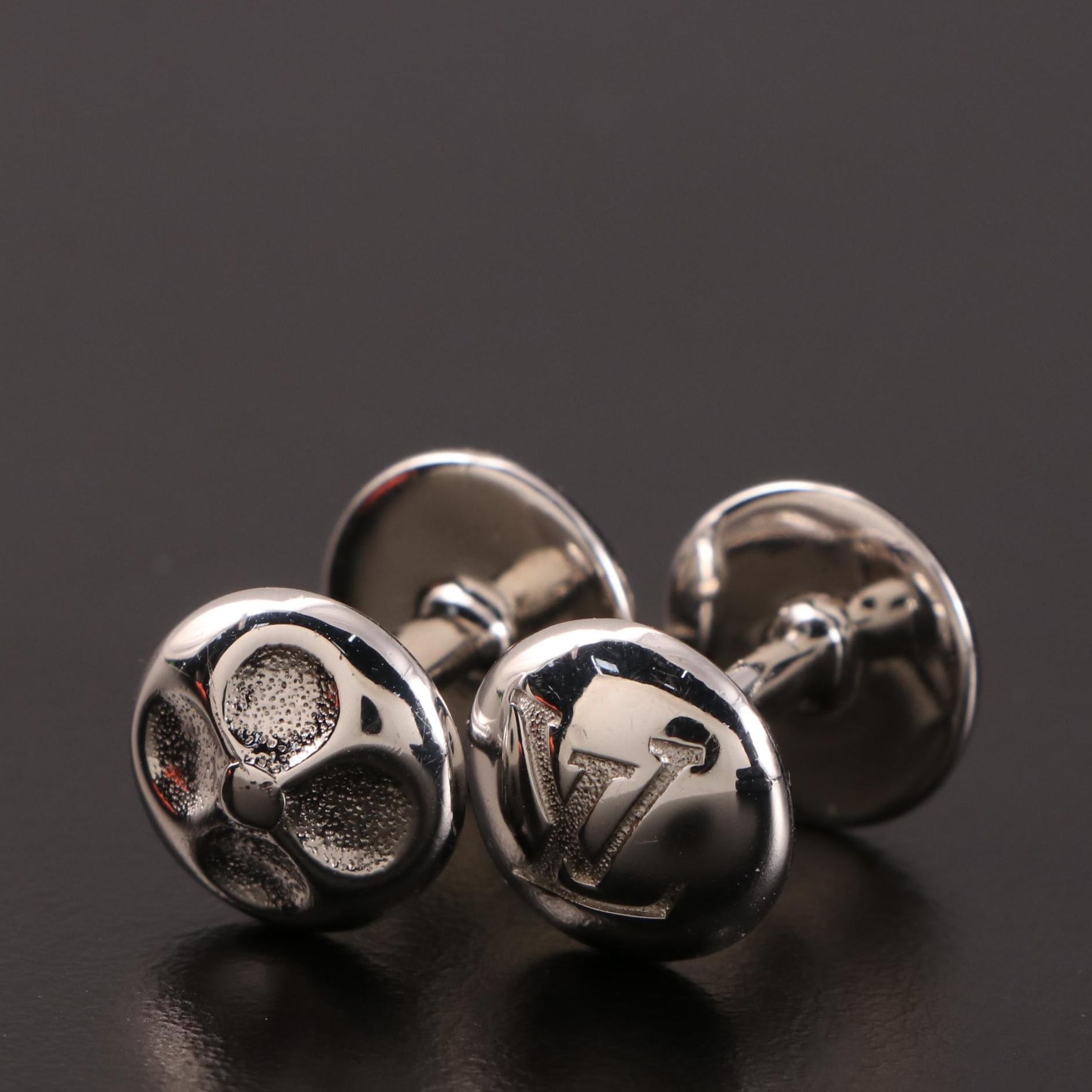 Louis Vuitton Sterling Silver Logo Cufflinks
