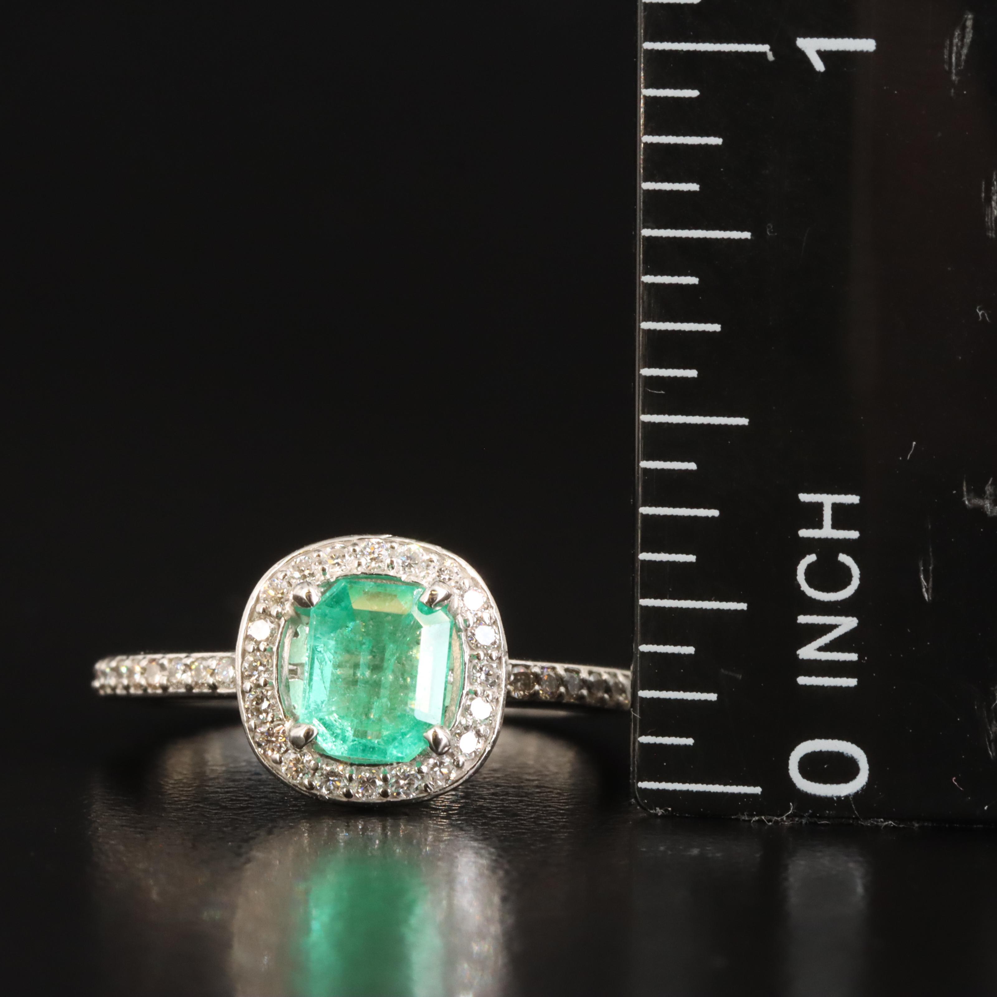 Platinum Emerald and Diamond Ring