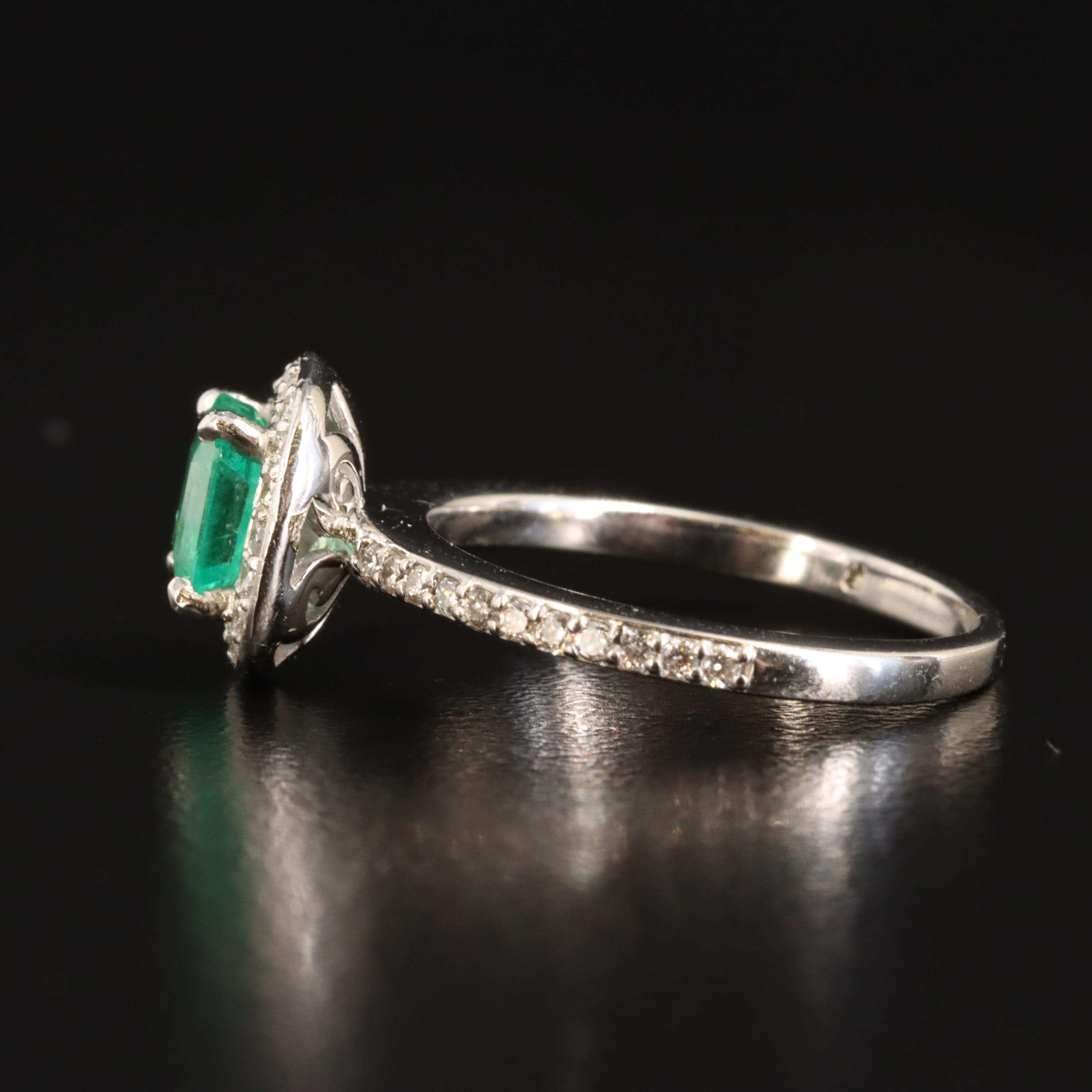 Platinum Emerald and Diamond Ring