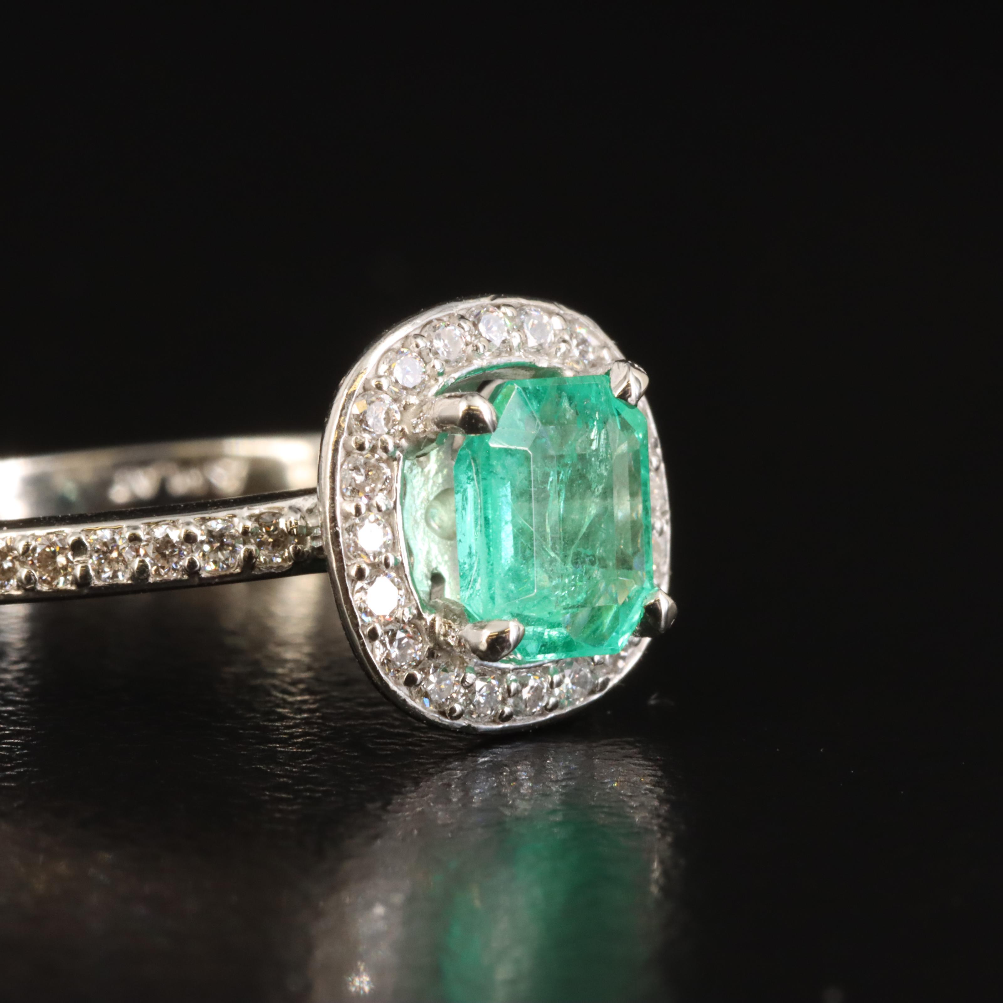 Platinum Emerald and Diamond Ring