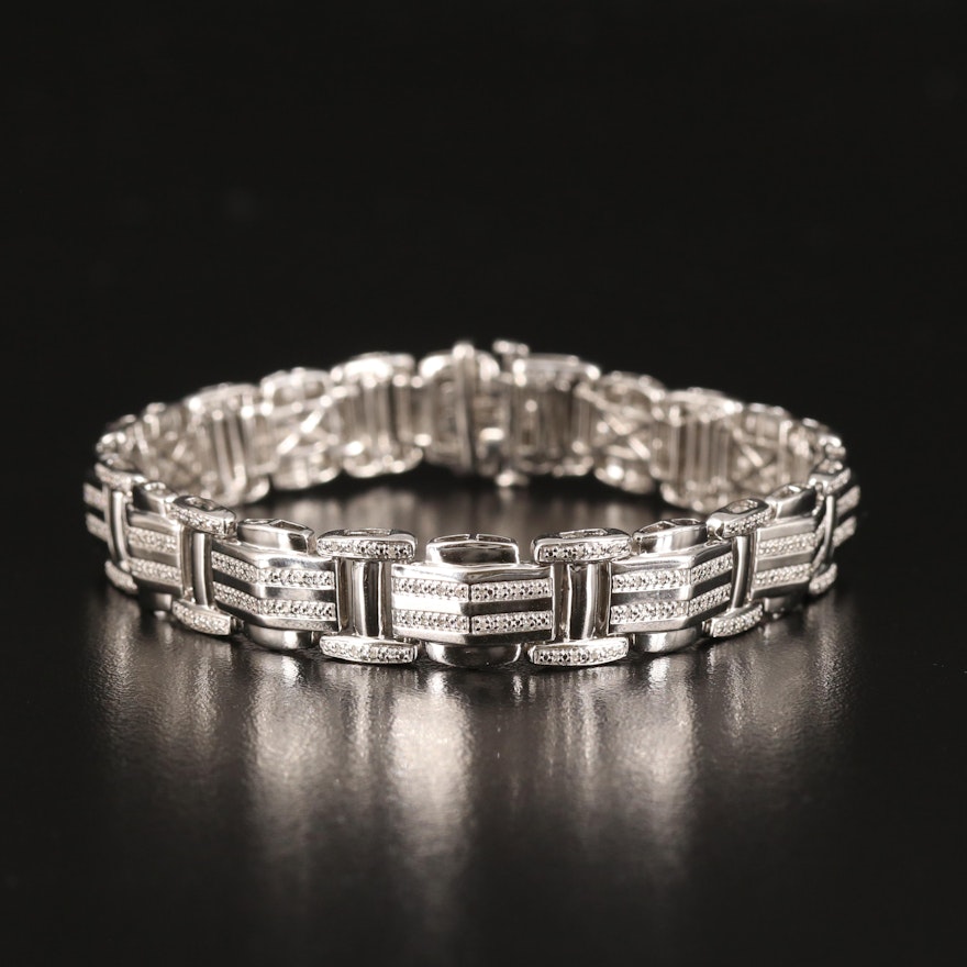 Diamond Link Bracelet in Sterling