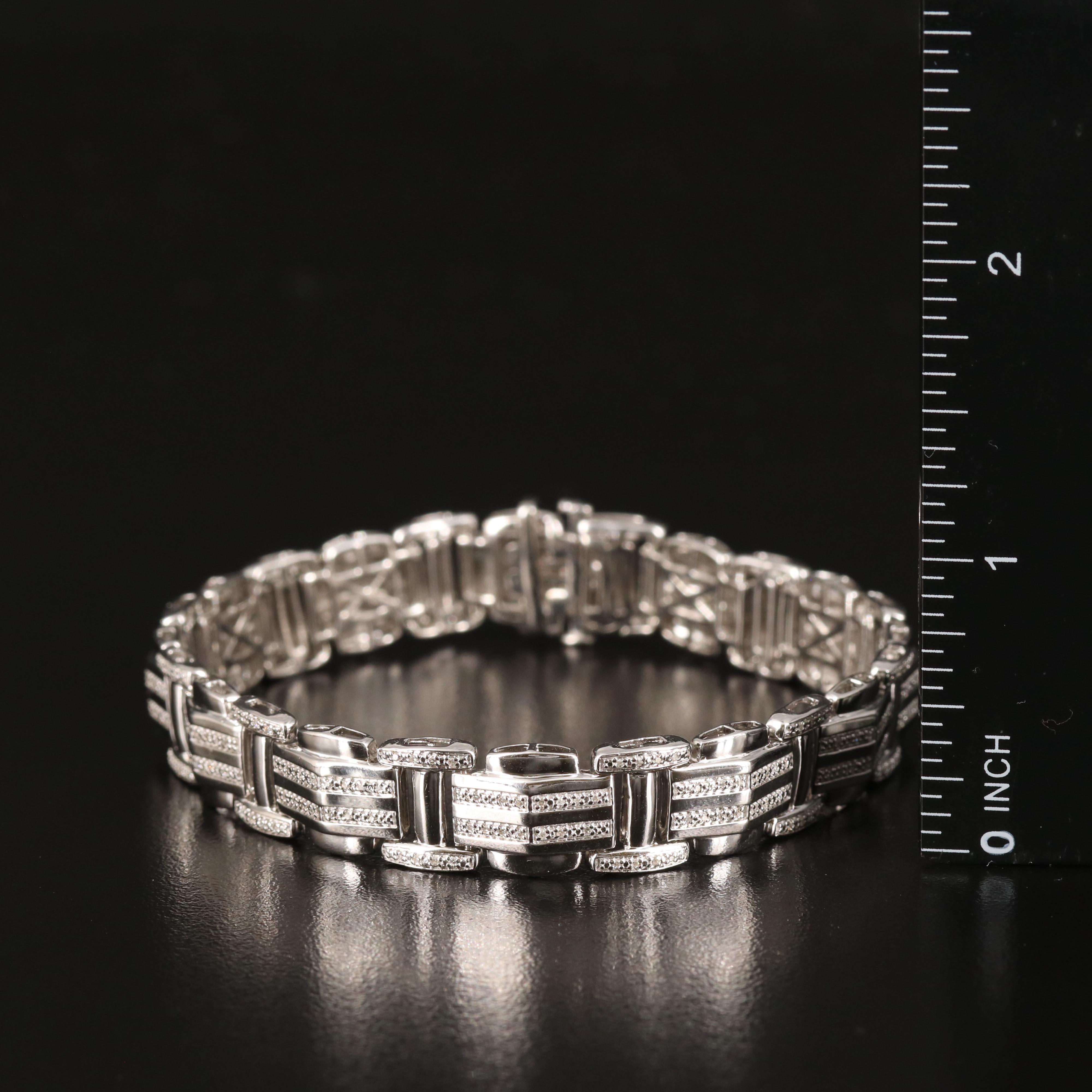 Diamond Link Bracelet in Sterling