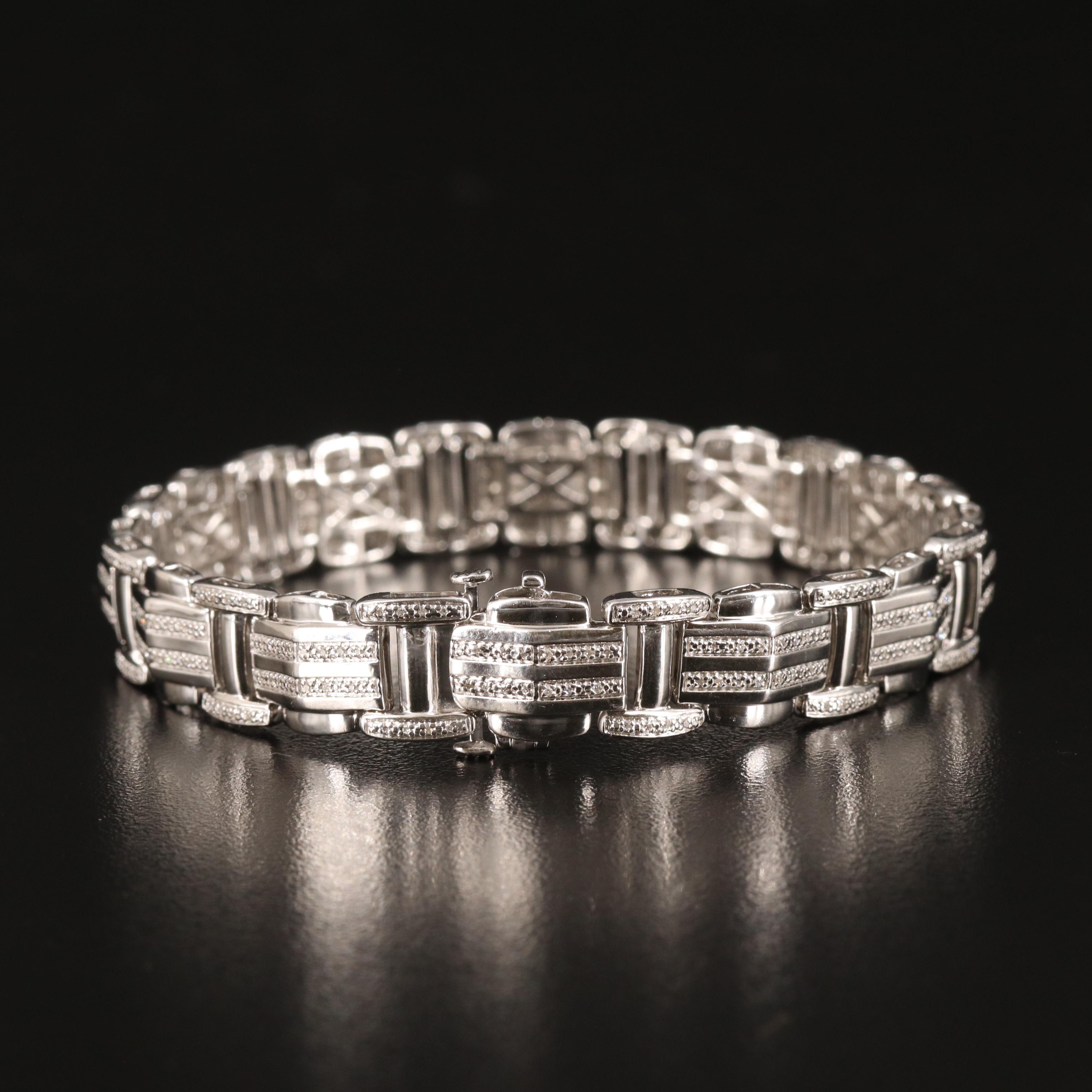 Diamond Link Bracelet in Sterling