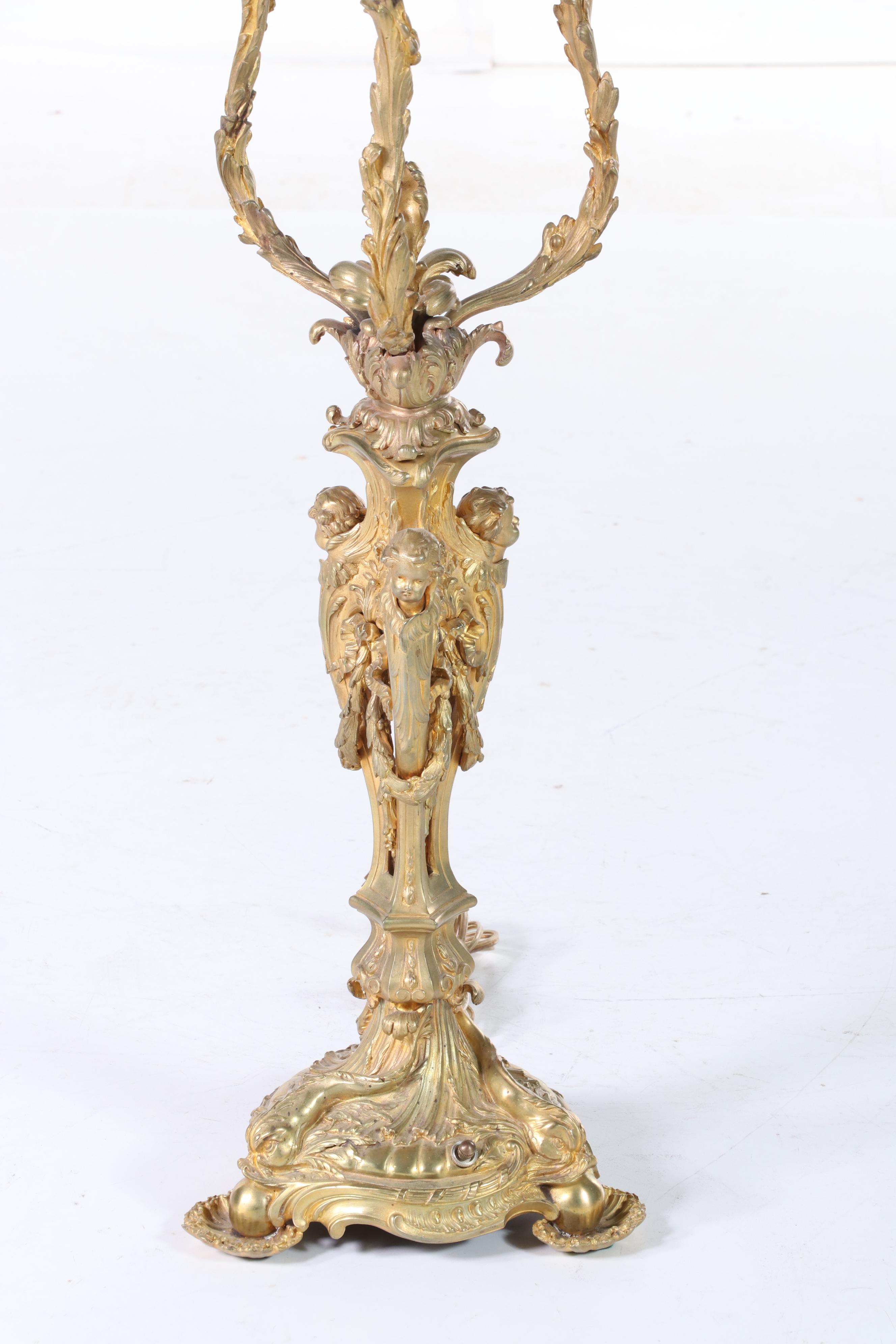 Baroque Style Gilt Metal Table Lamp, Mid to Late 20th Century