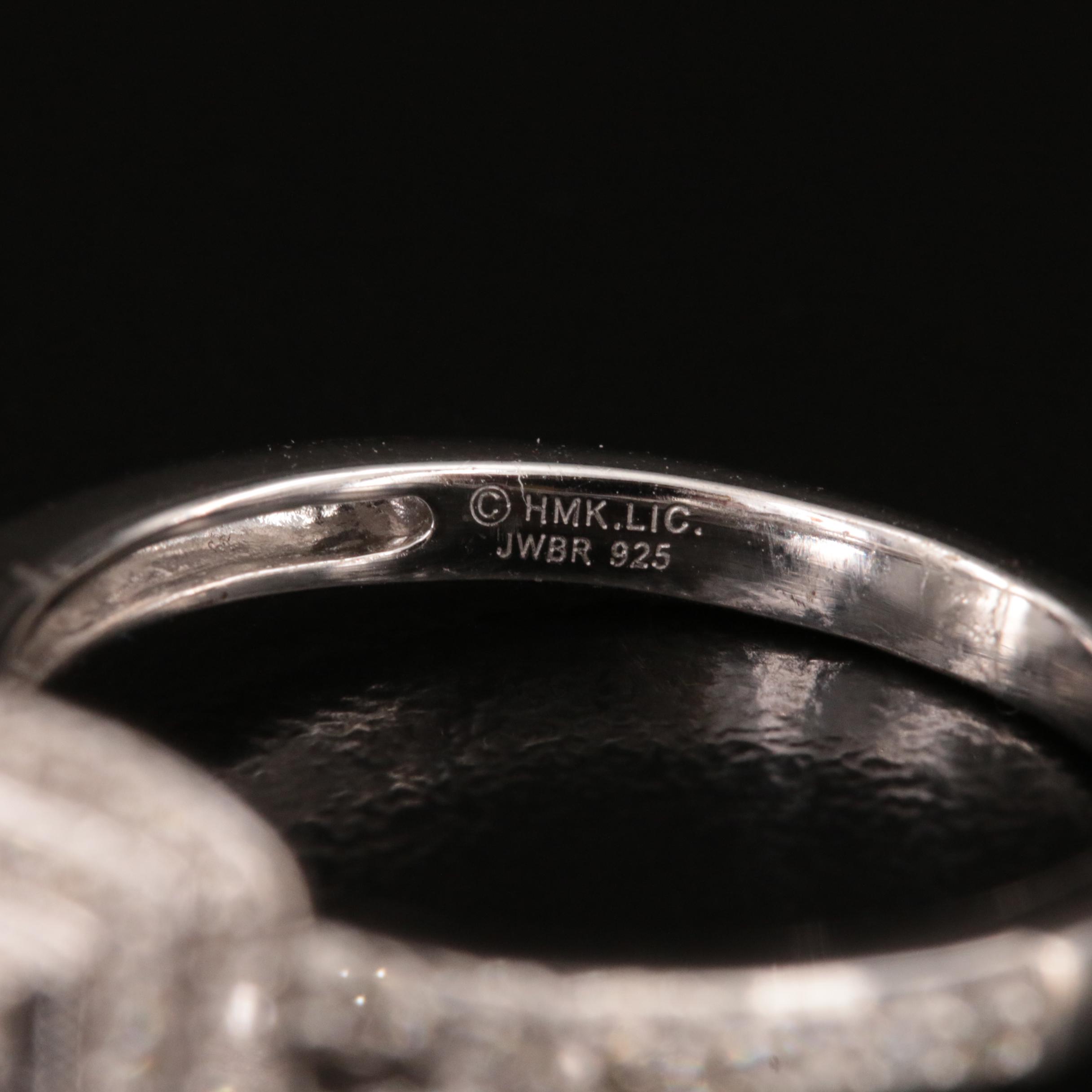 Sterling Diamond Square Halo Ring