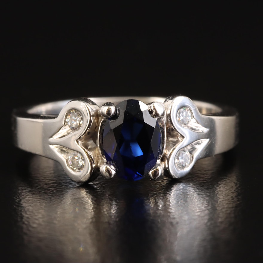 Platinum Sapphire and Diamond Ring