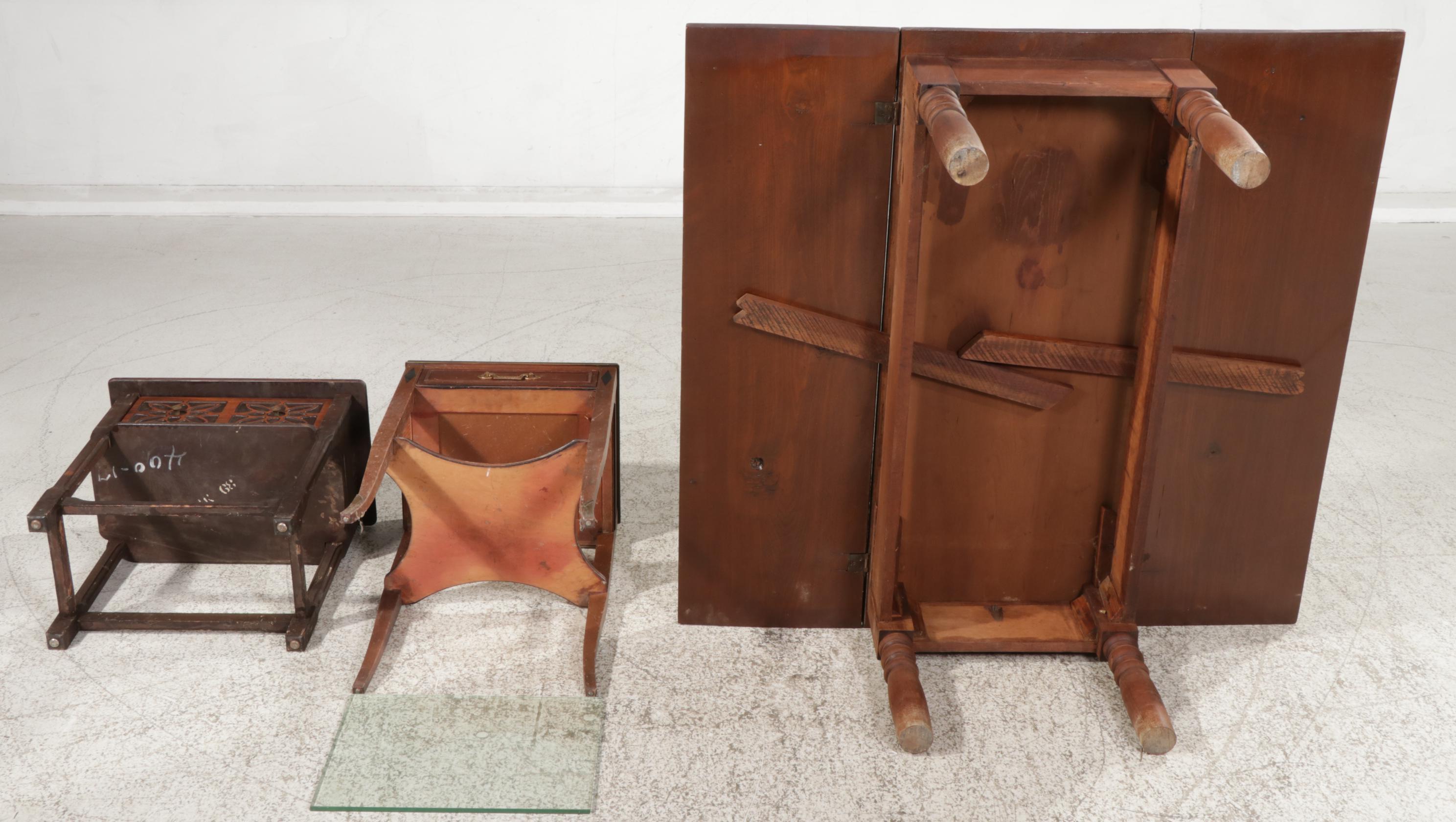 Primitive Drop Leaf Coffee Table, Rway Mahogany End Table and Other Side Table