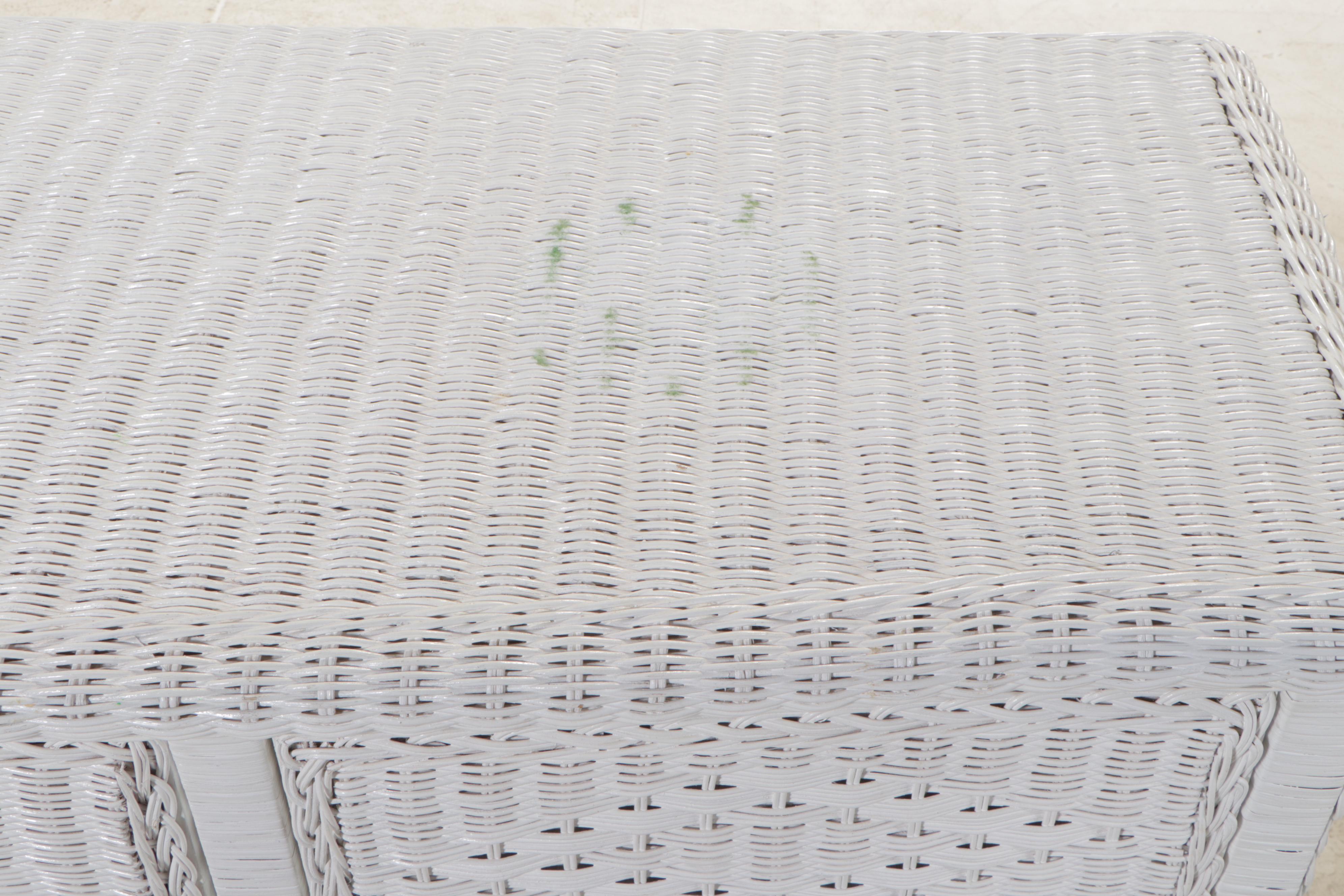 White-Painted Wicker Seven-Drawer Serpentine-Front Chest, Late 20th Century