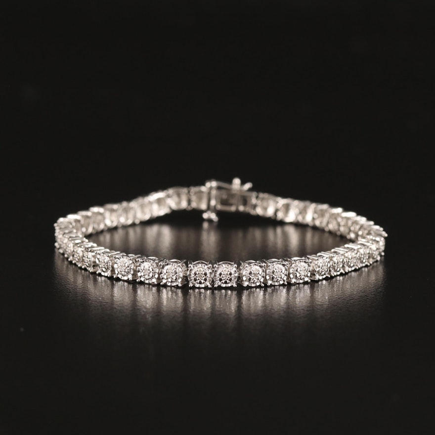 Diamond Line Bracelet in Sterling