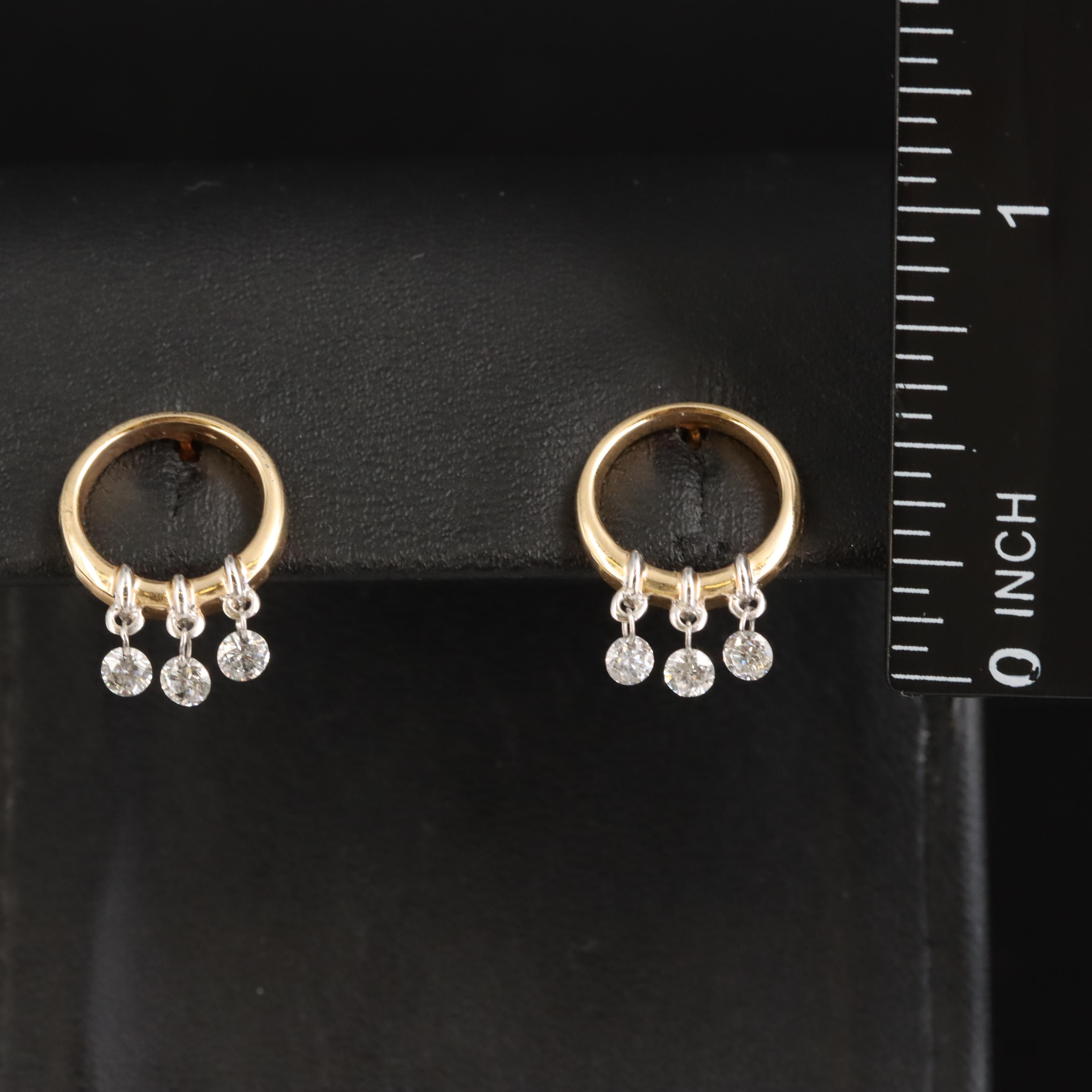 14K 0.50 CTW Diamond Circle Fringe Earrings