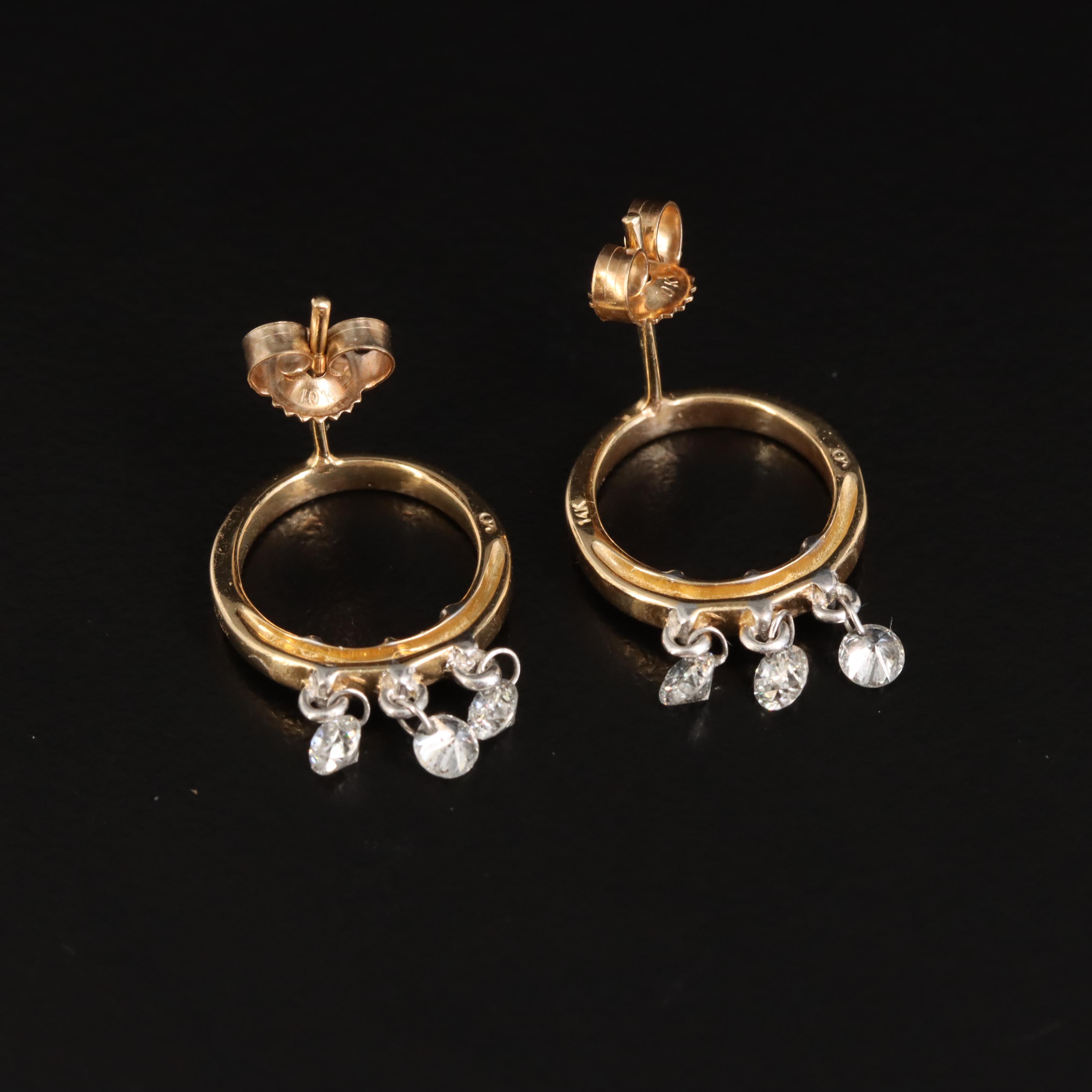 14K 0.50 CTW Diamond Circle Fringe Earrings