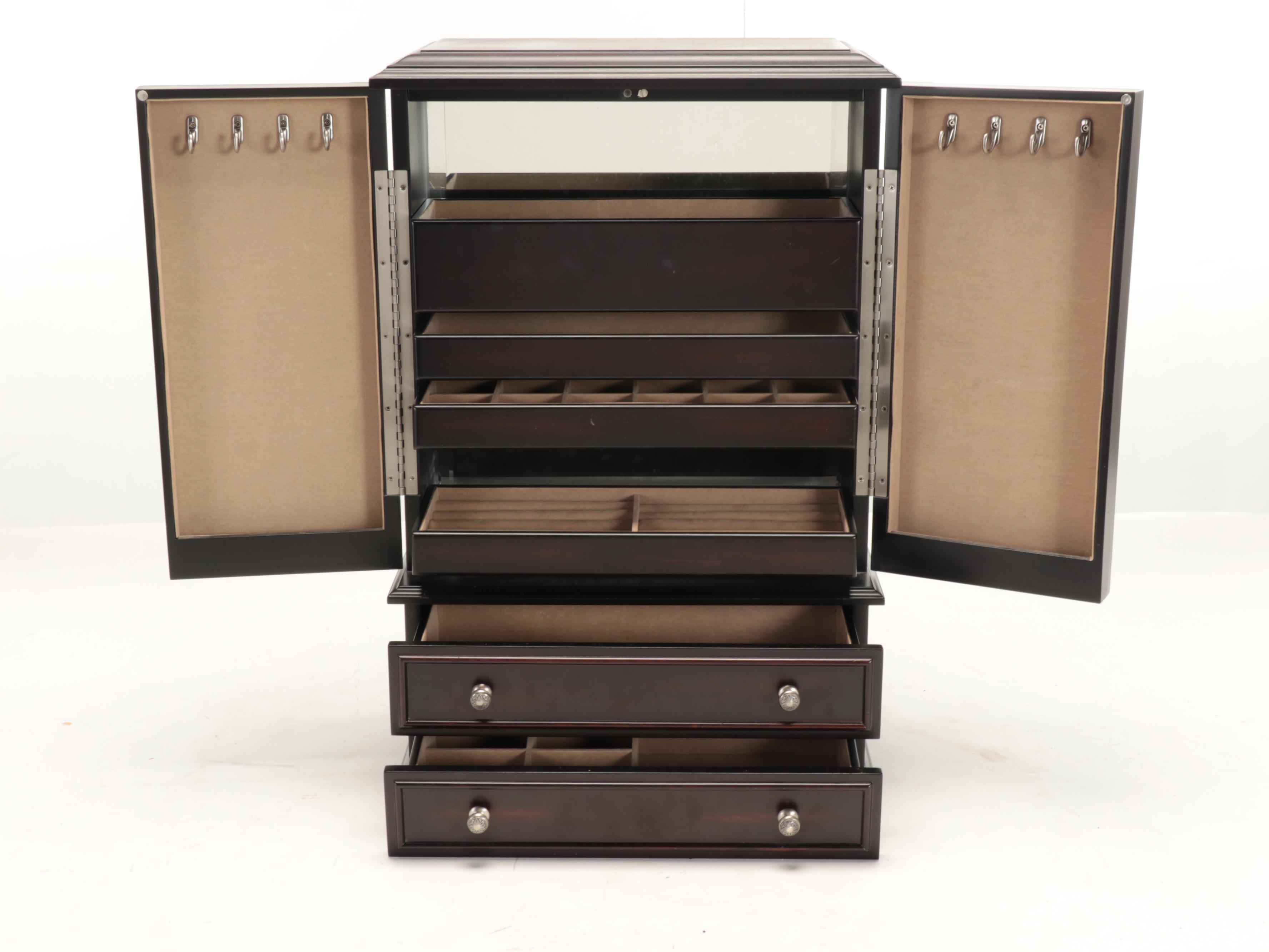 Louis Philippe Style Paneled Jewelry Armoire