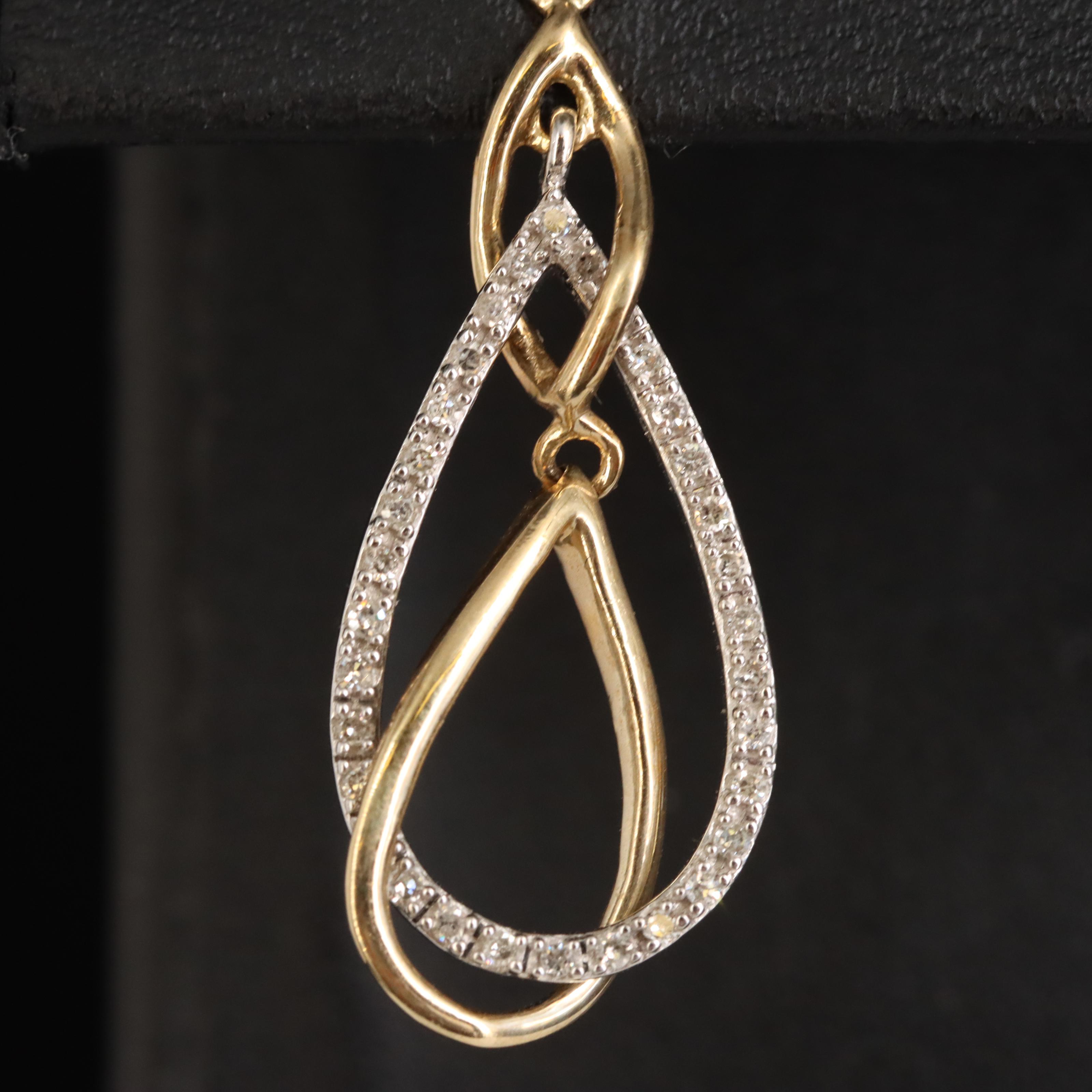 10K Two-Tone 0.25 CTW Diamond Teardrop Earrings