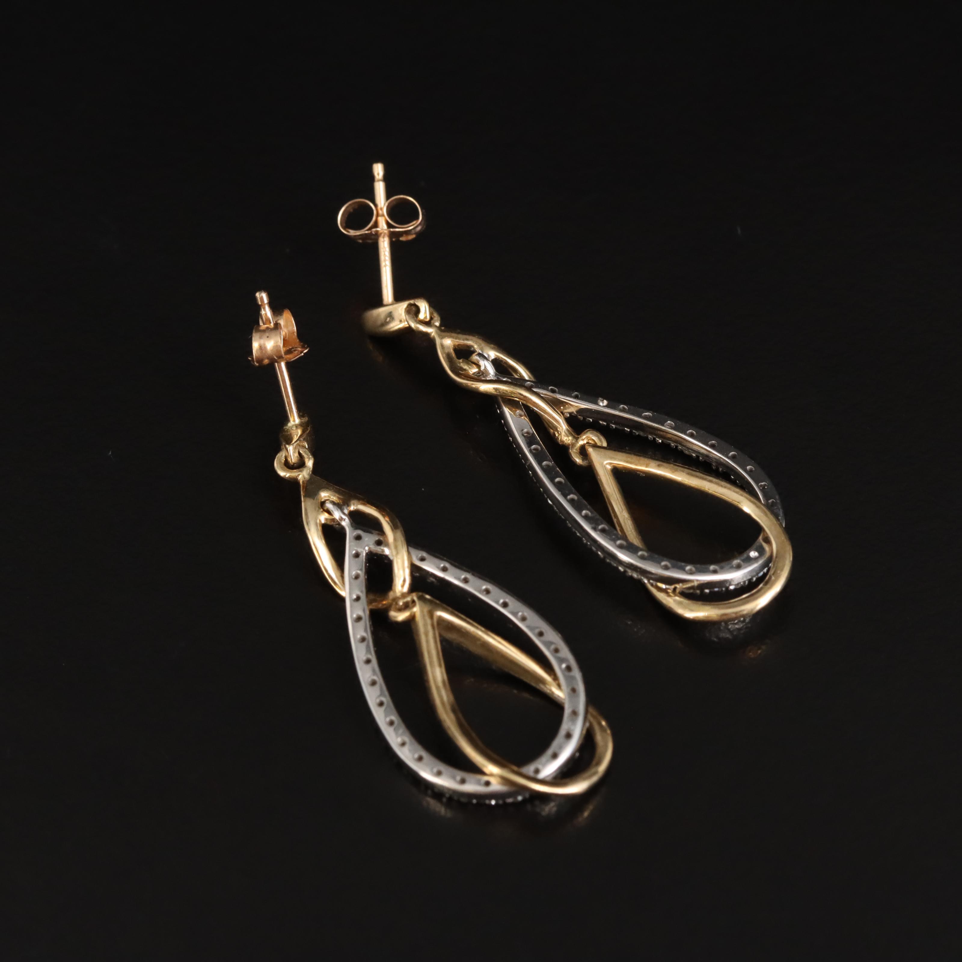 10K Two-Tone 0.25 CTW Diamond Teardrop Earrings