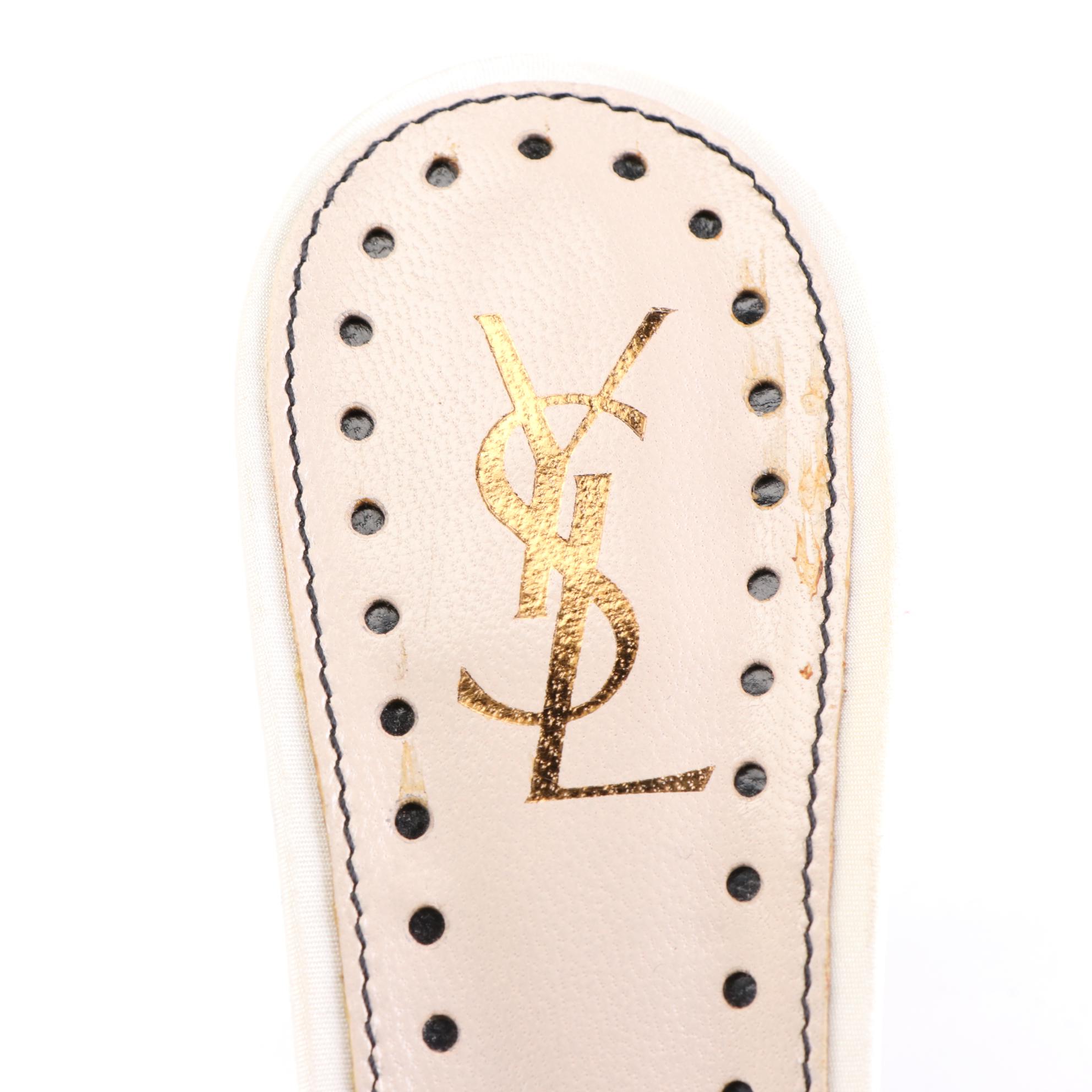 Yves Saint Laurent Slides in Silk with Beading