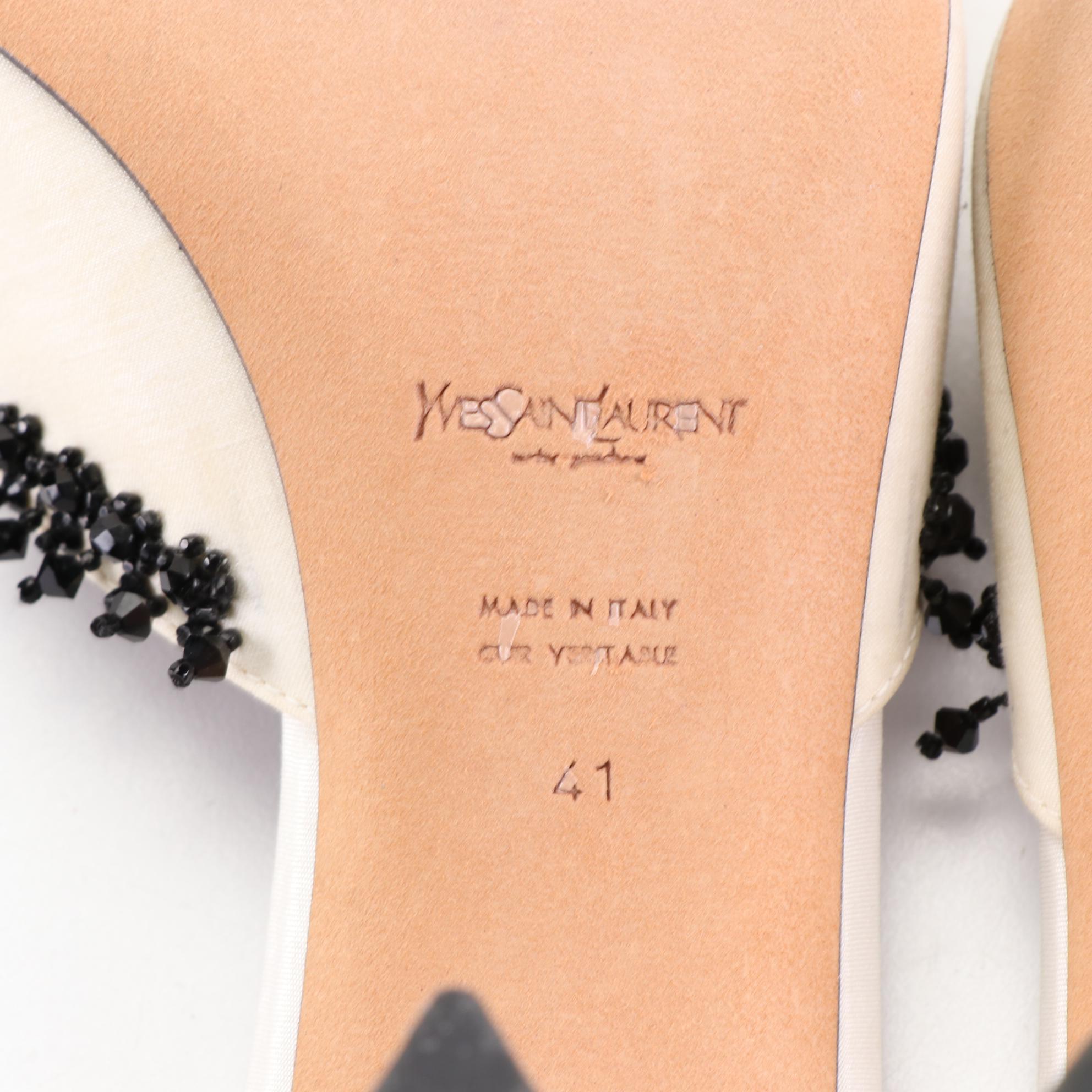 Yves Saint Laurent Slides in Silk with Beading