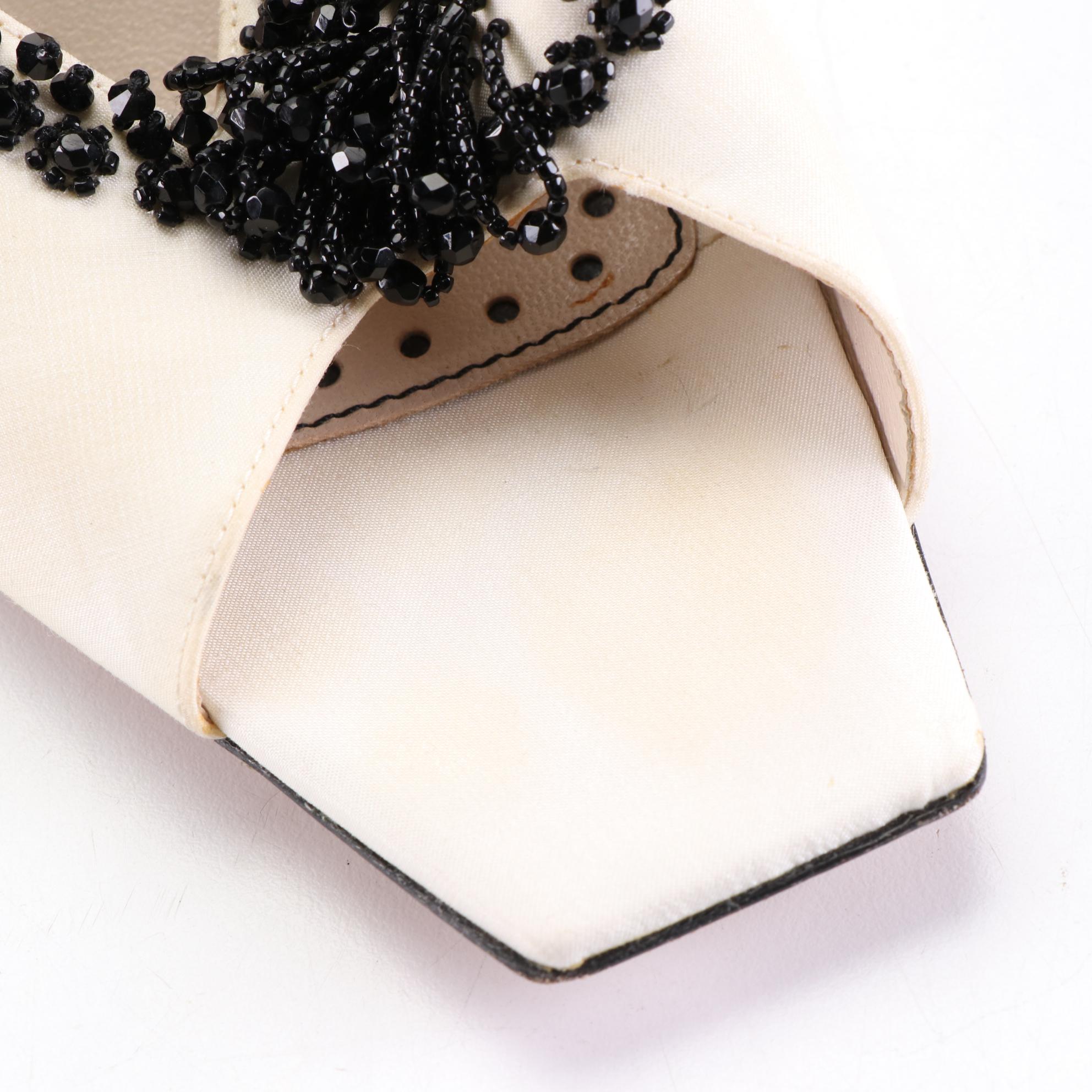 Yves Saint Laurent Slides in Silk with Beading