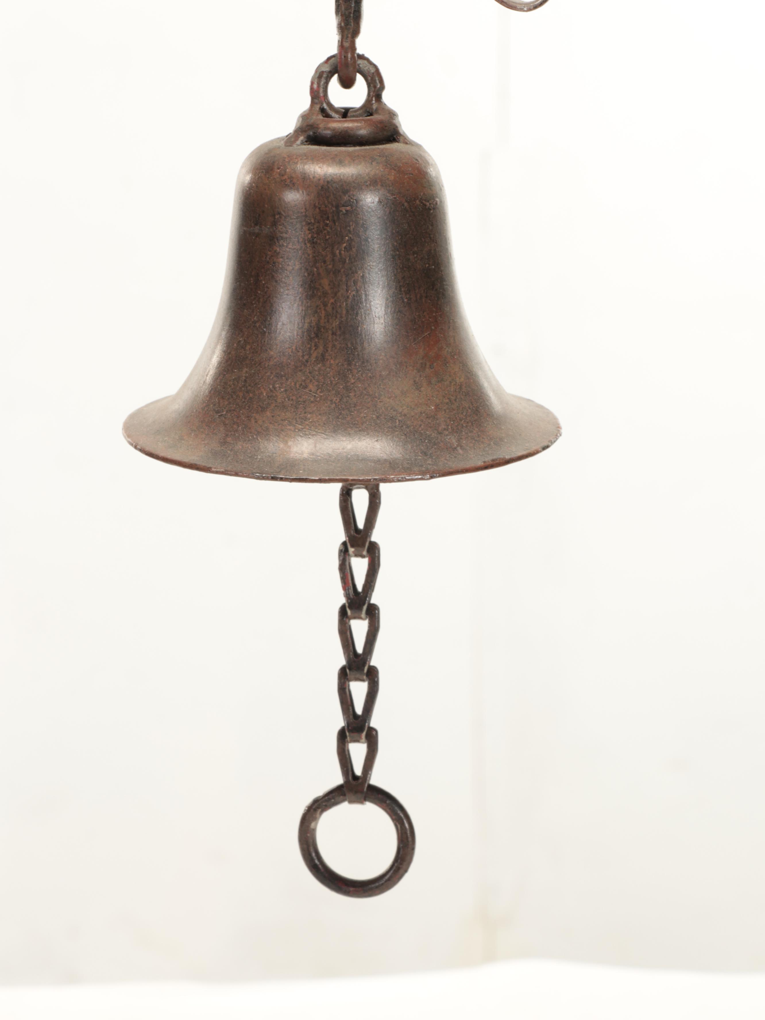 Metal Scrollwork Candle Prick and Bell Stand