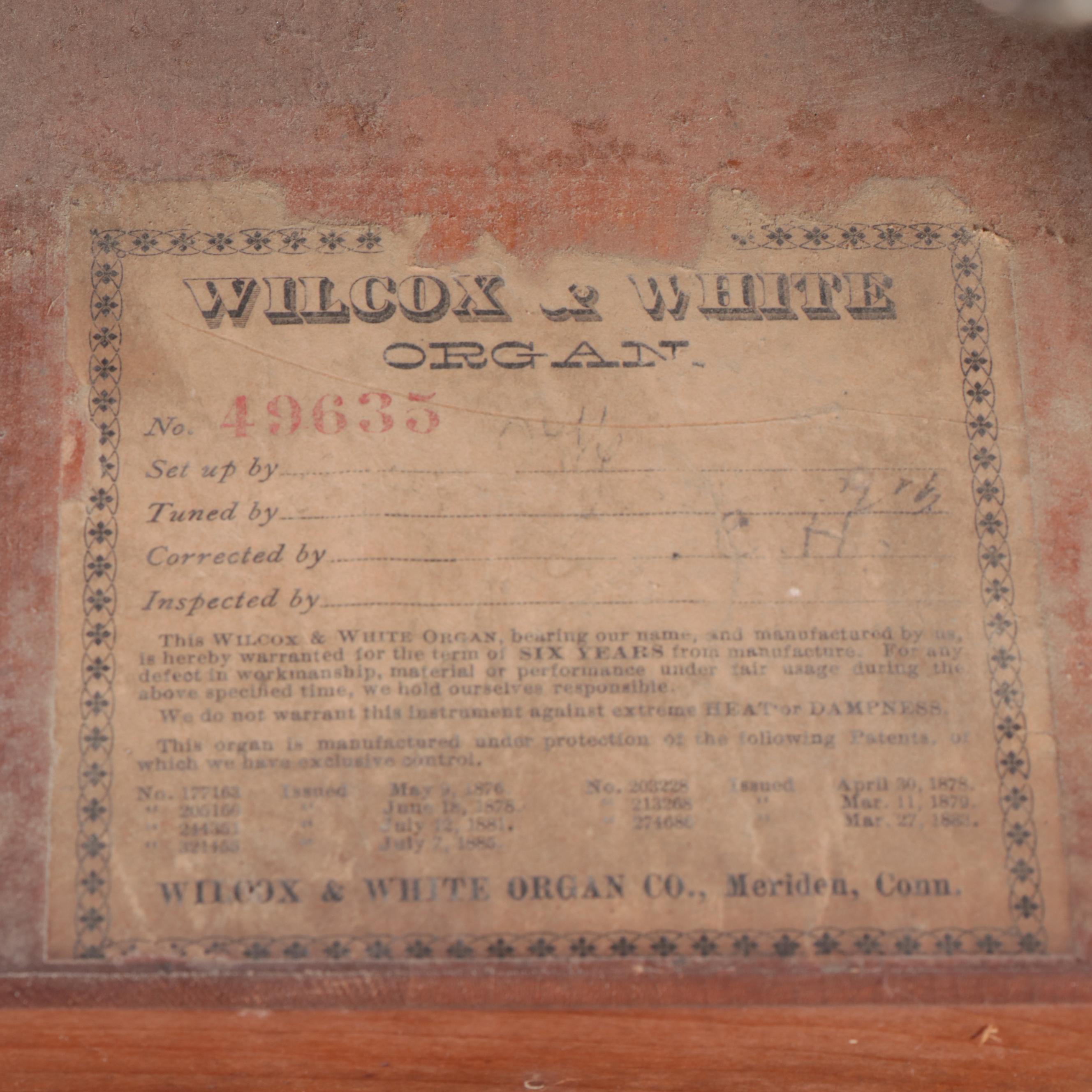 Wilcox & White Walnut Pedal Organ with Electric Vacuum Pump, Late 19th Century