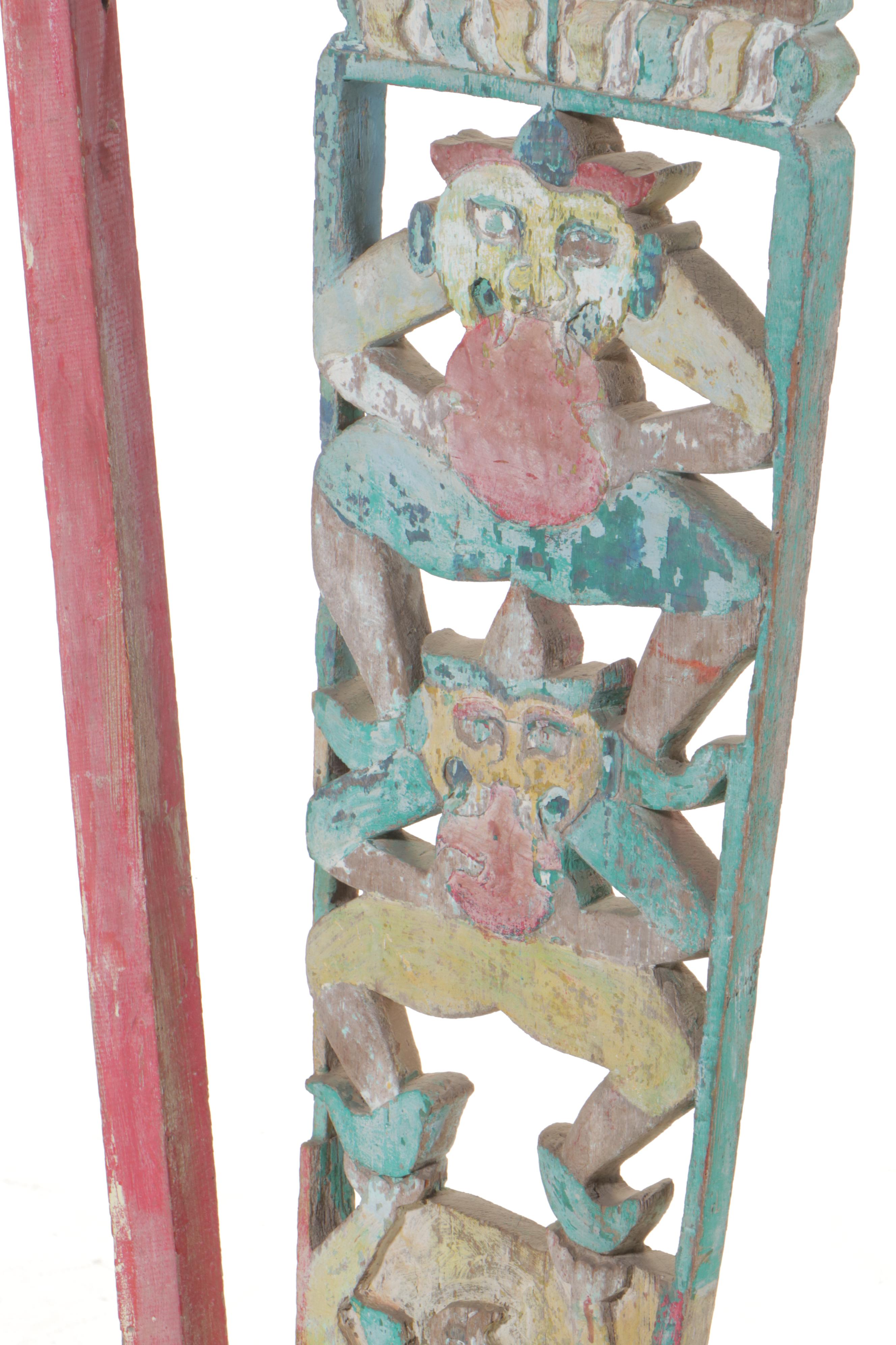 Burmese Teak Buddhist Temple Corbel, Mid-20th Century