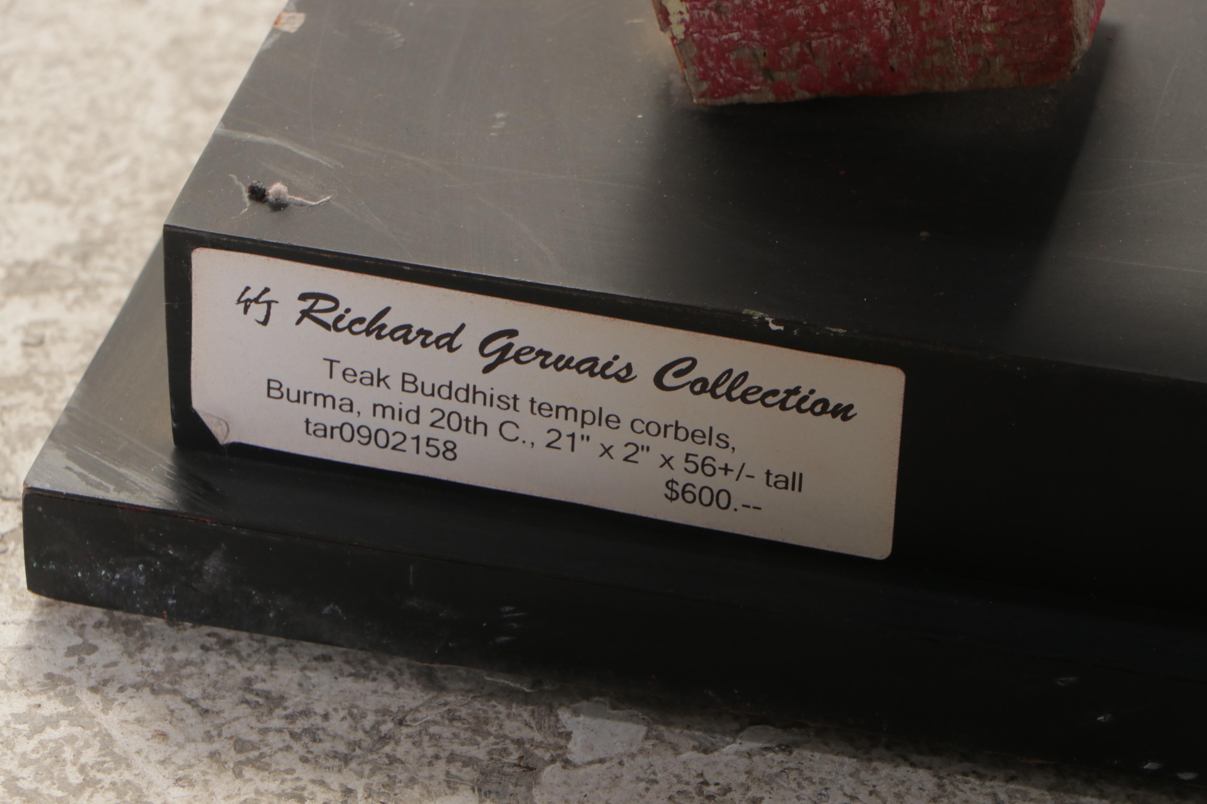 Burmese Teak Buddhist Temple Corbel, Mid-20th Century