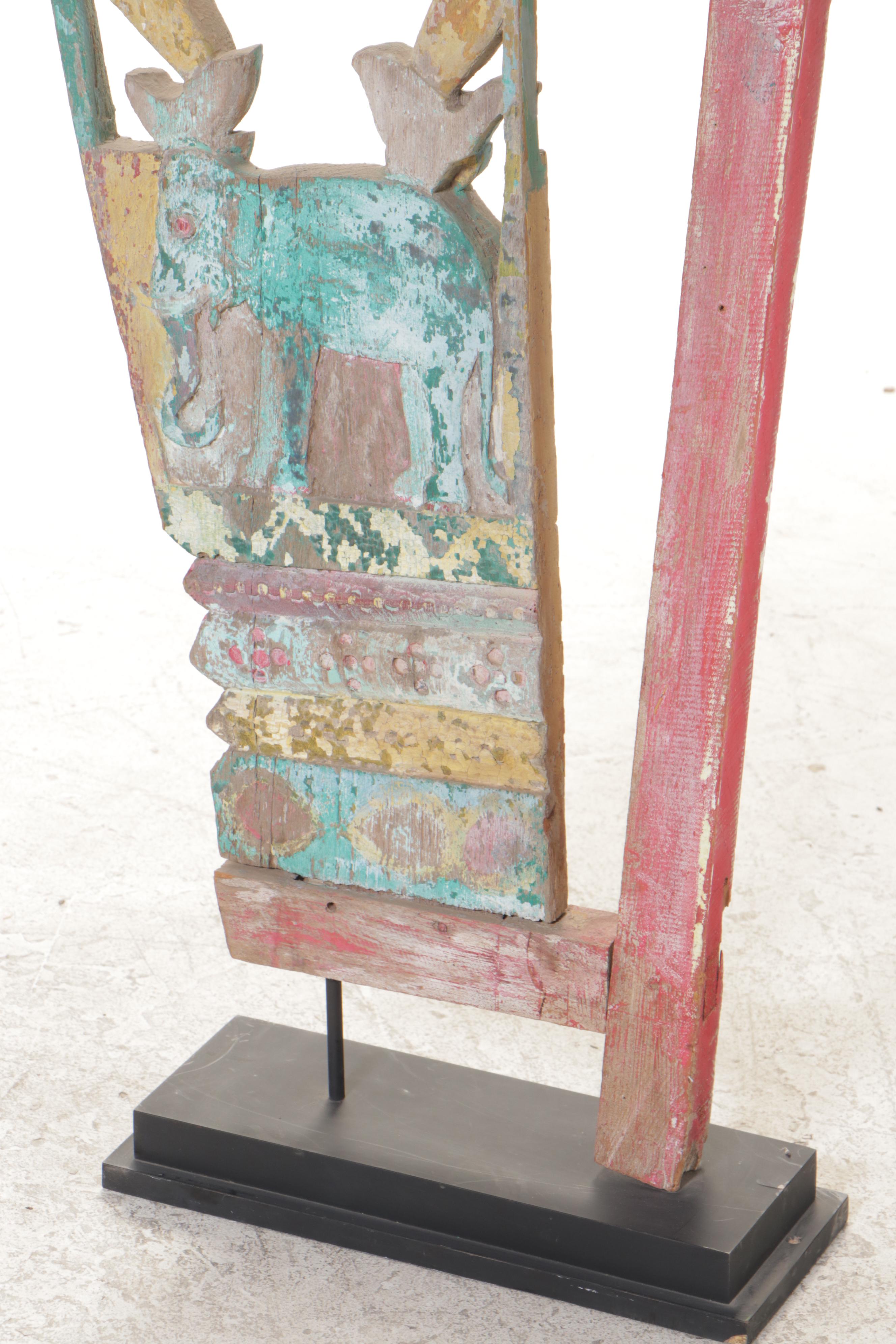 Burmese Teak Buddhist Temple Corbel, Mid-20th Century