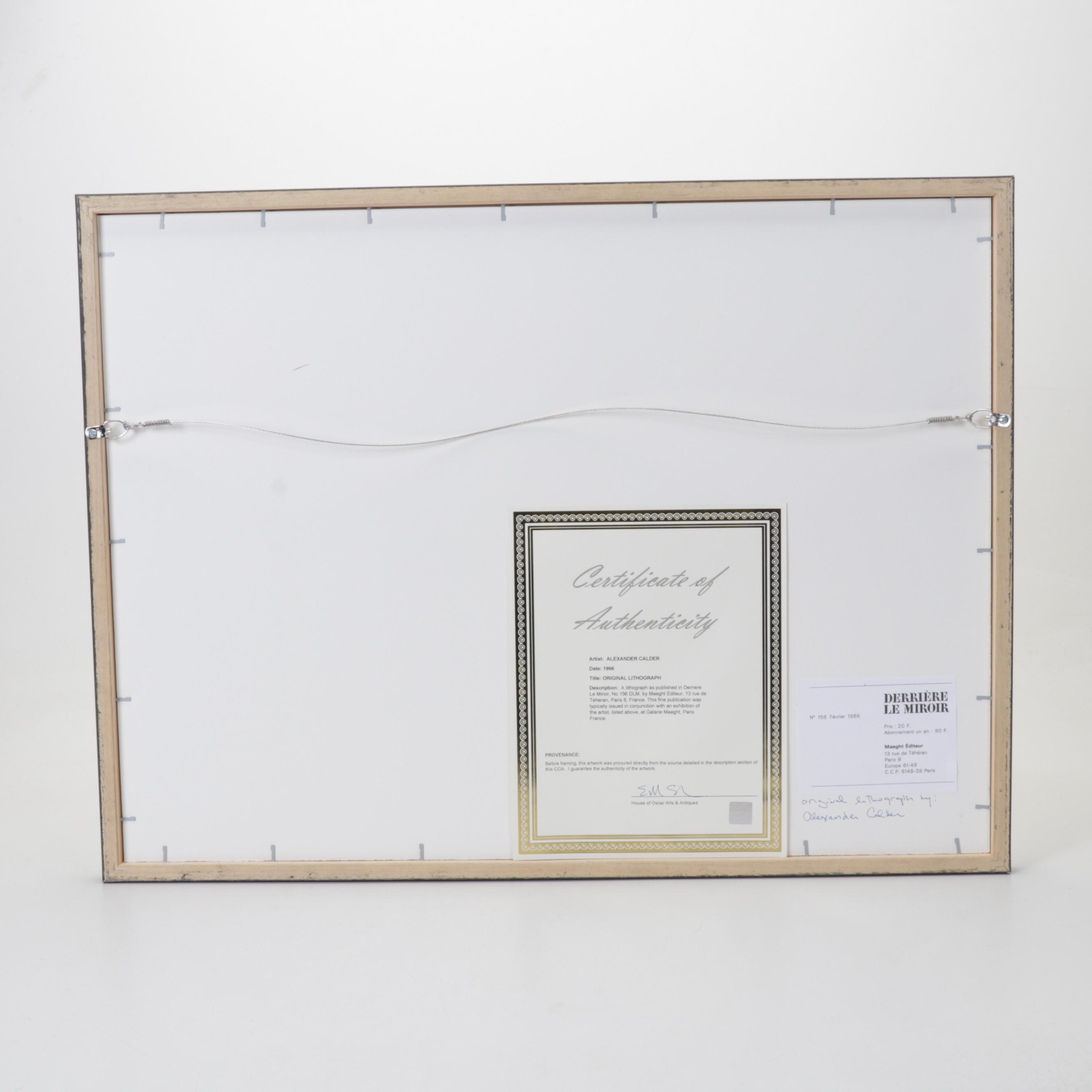 Alexander Calder Double-Page Color Lithograph for "Derrière le Miroir," 1966