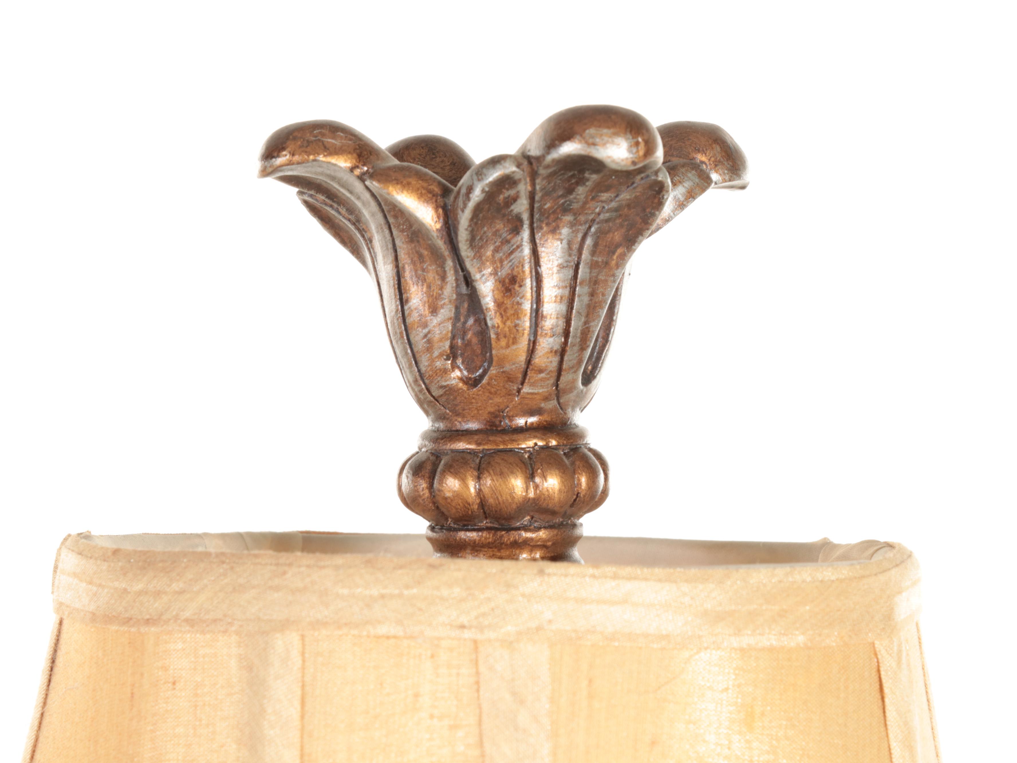 Pair of Composite, Glass and Metal Buffet Candlestick Lamps