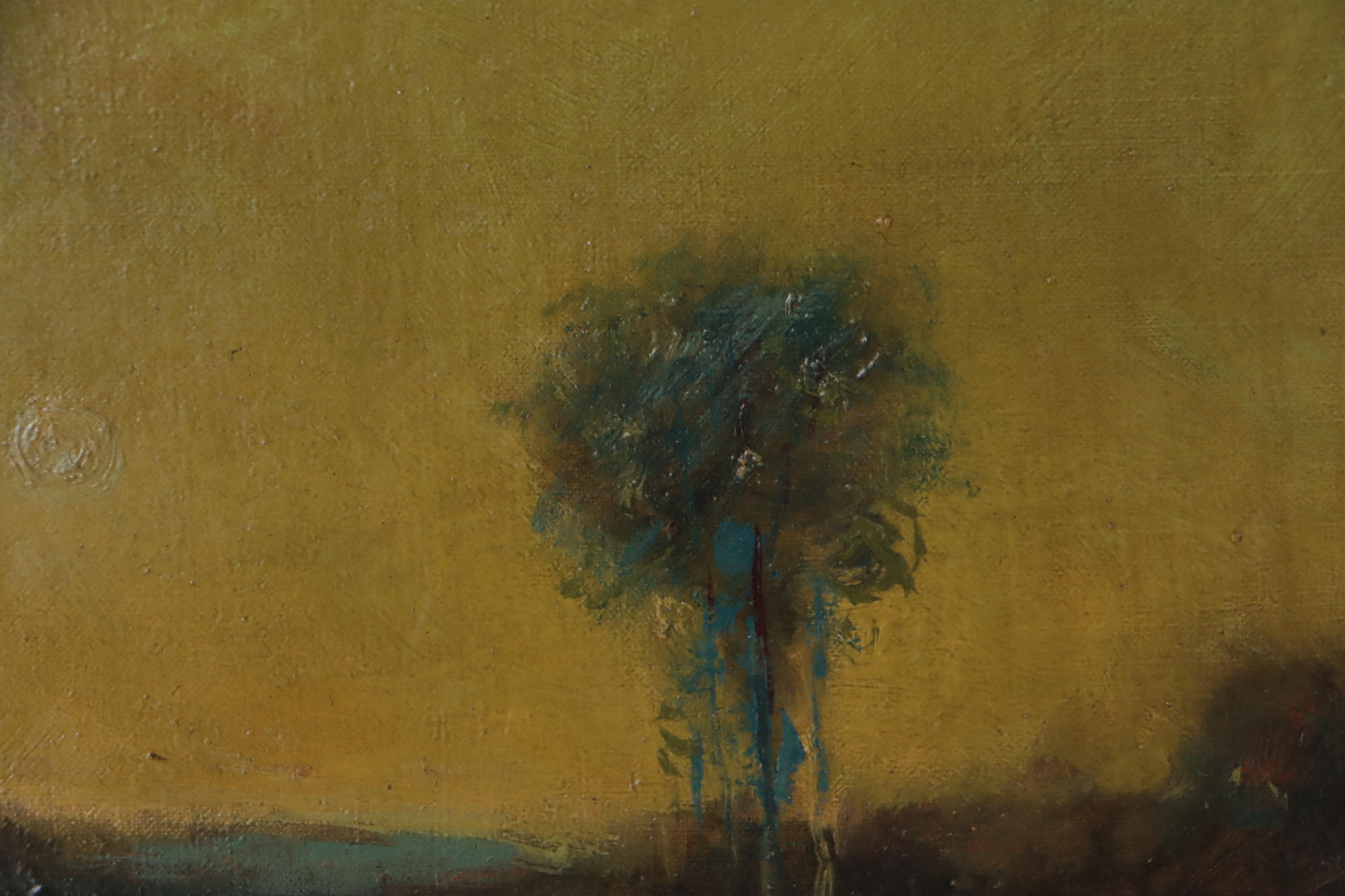 Martin Rettig Tonalist Landscape Oil Painting "Peace"