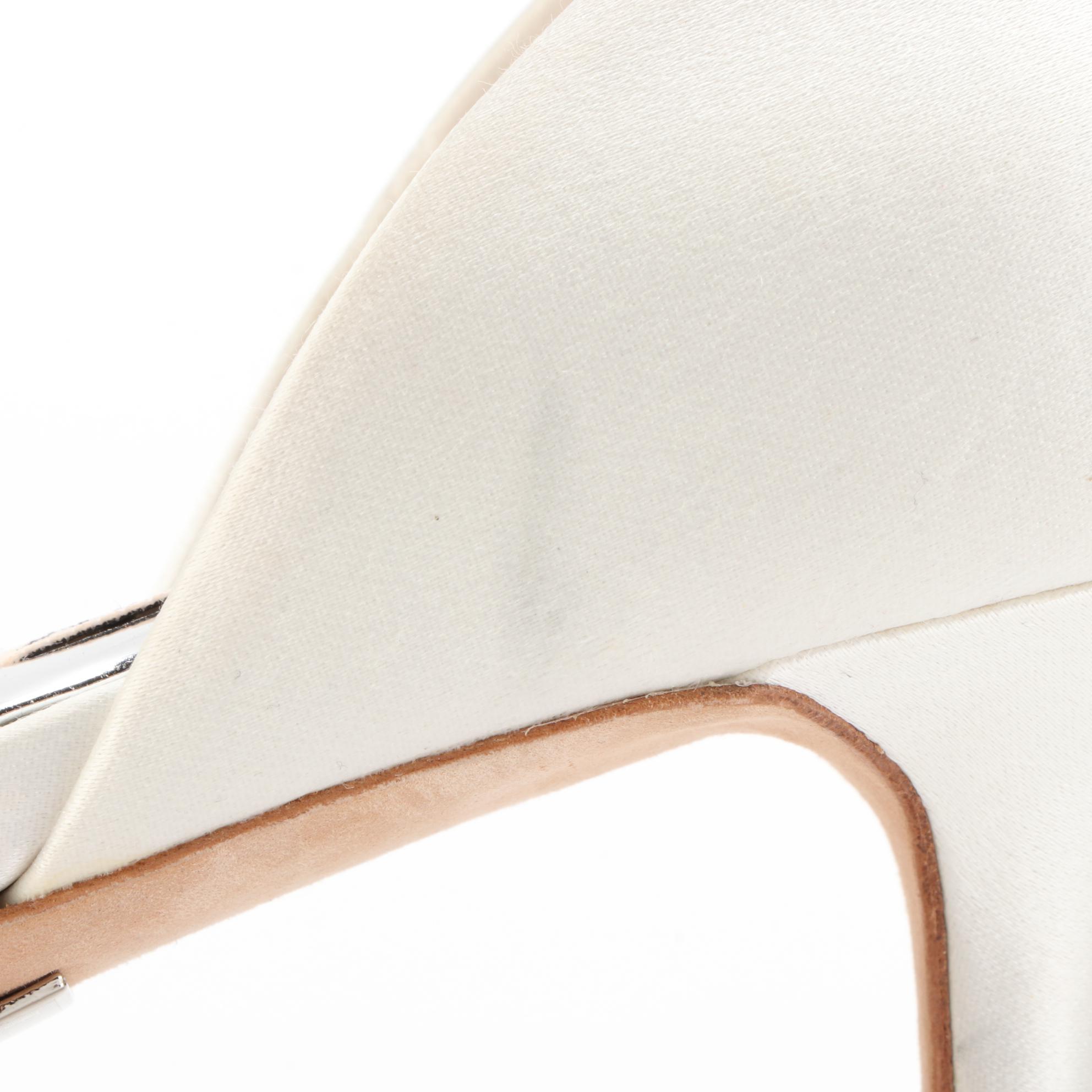 Badgley Mischka Embellished Peep-Toe Pumps in Satin